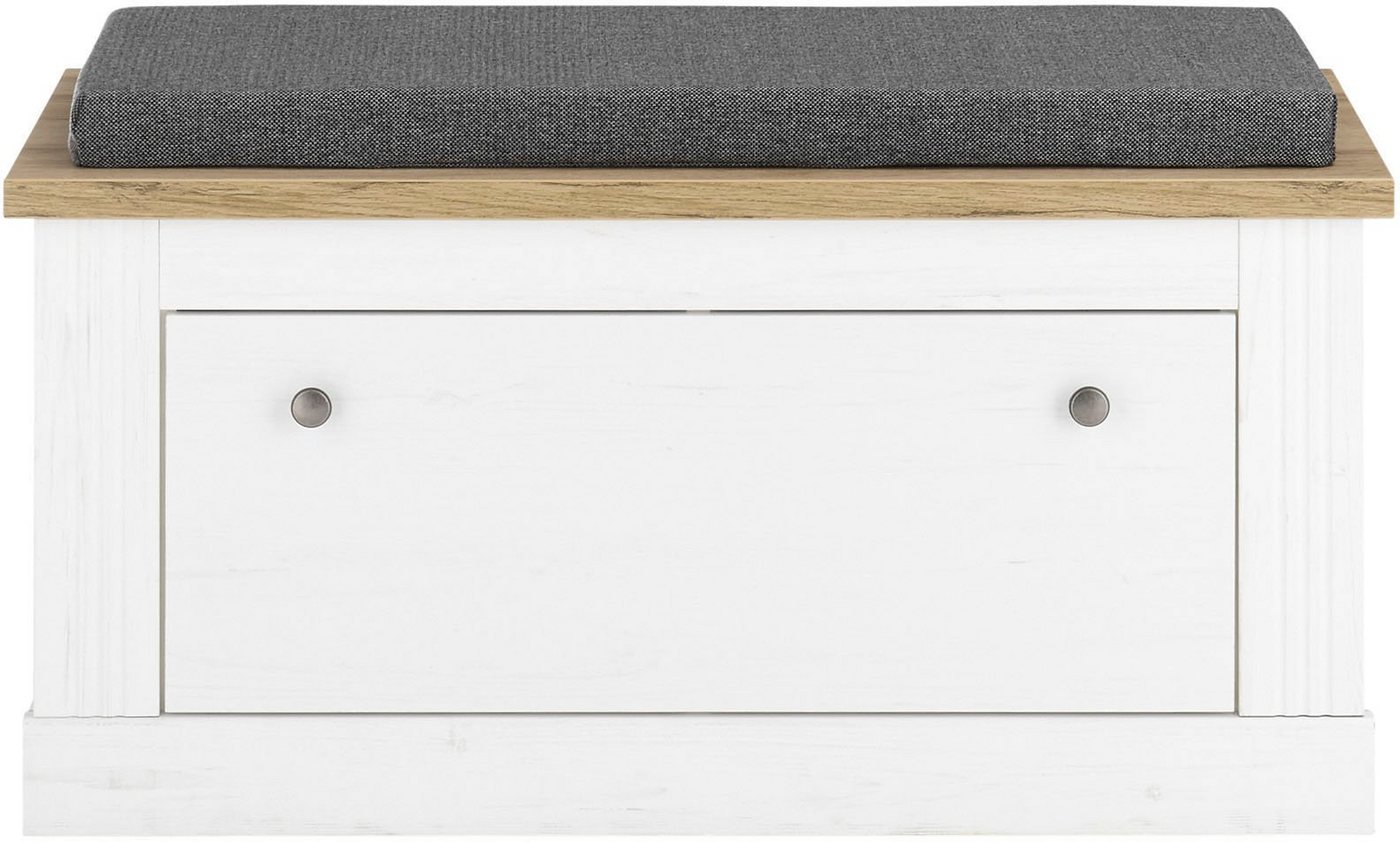 OTTO home Sitzbank Westminster, Schuhbank mit Sitzkissen, Garderobenbank im Landhausstil, Metallgriffe, in 2 Farben erhältlich, Platz für 8 Schuhe, 92 cm breit – Bild 3 von 5