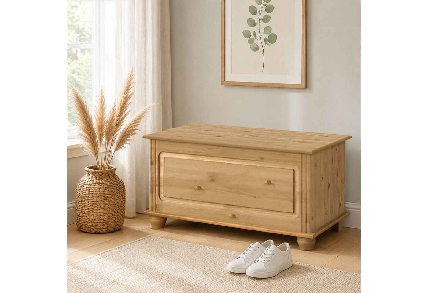 OTTO home Sitztruhe Finca, aus massivem Kiefernholz, 85 x 43 x 45 cm, mit praktischem Stauraum – Bild 2 von 4