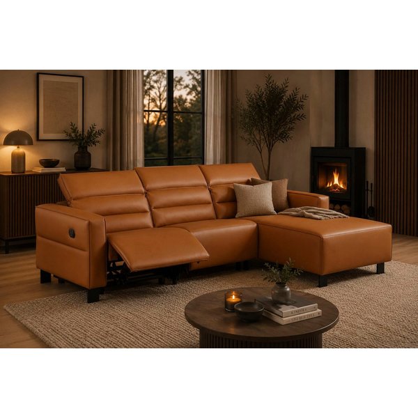 OTTO home Sofa CARPARI Lederoptik,L-Form,224 cm, man./elektr. Relaxfunktion, (USB A/C), sowie Kopfteilverstellung