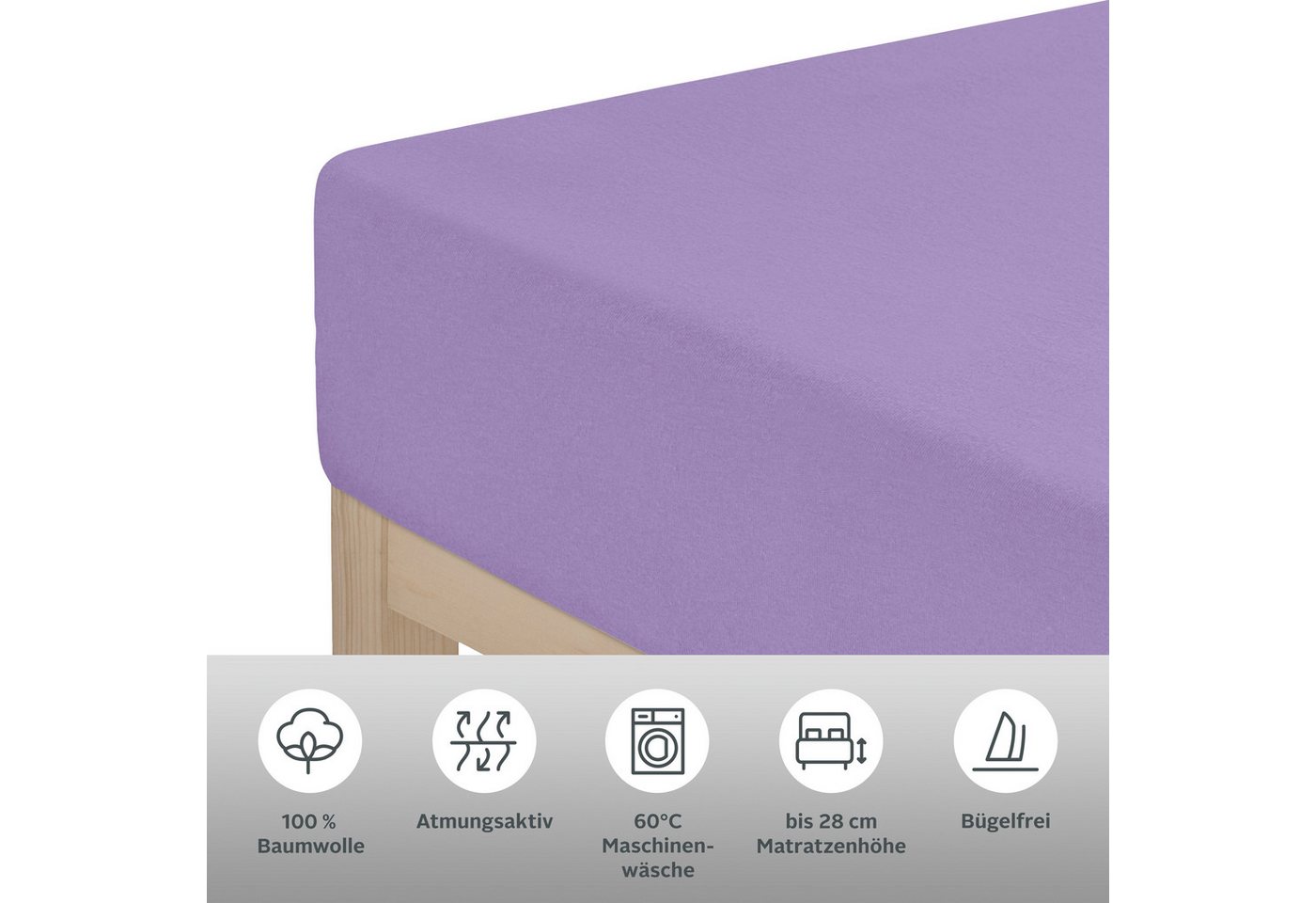 OTTO home Spannbettlaken BLACKBERRY in PREMIUM und BASIC Qualität, 100% Baumwolle, Jersey (110 g/m), Gummizug: rundum, (1 Stück), für hohe Matratzen bis 28 cm,  – Bild 5 von 5