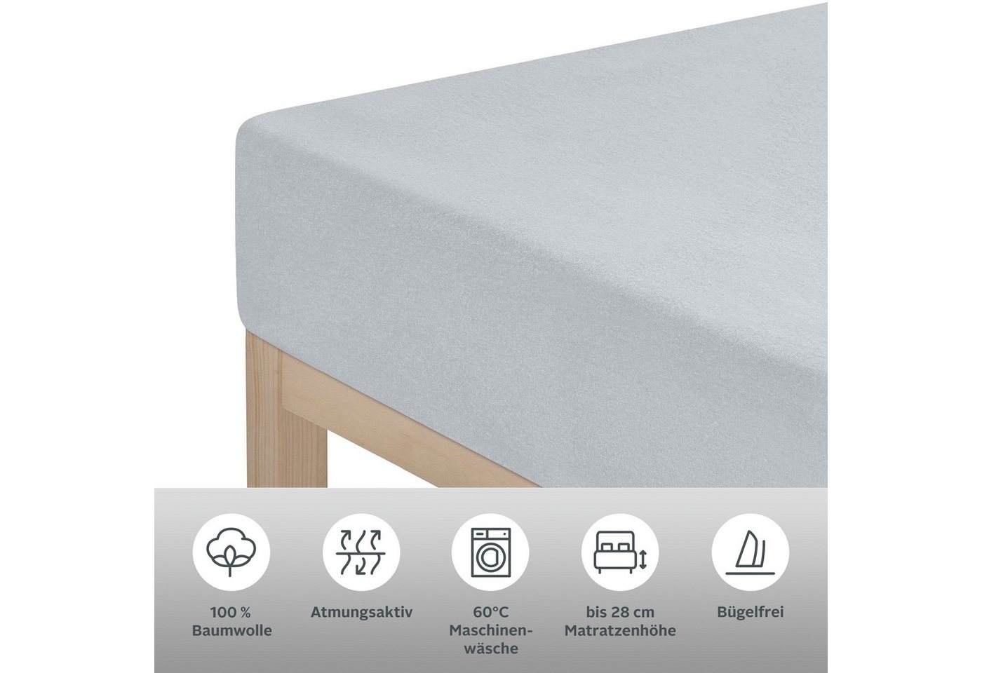 OTTO home Spannbettlaken BLACKBERRY in PREMIUM und BASIC Qualität, 100% Baumwolle, Jersey (160 g/m), Gummizug: rundum, (2 Stück), für hohe Matratzen bis 28 cm,  – Bild 5 von 5