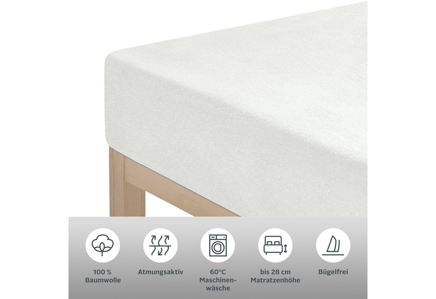 OTTO home Spannbettlaken BLACKBERRY in PREMIUM und BASIC Qualität, 100% Baumwolle, Jersey (160 g/m), Gummizug: rundum, (1 Stück), für hohe Matratzen bis 28 cm,  – Bild 5 von 5