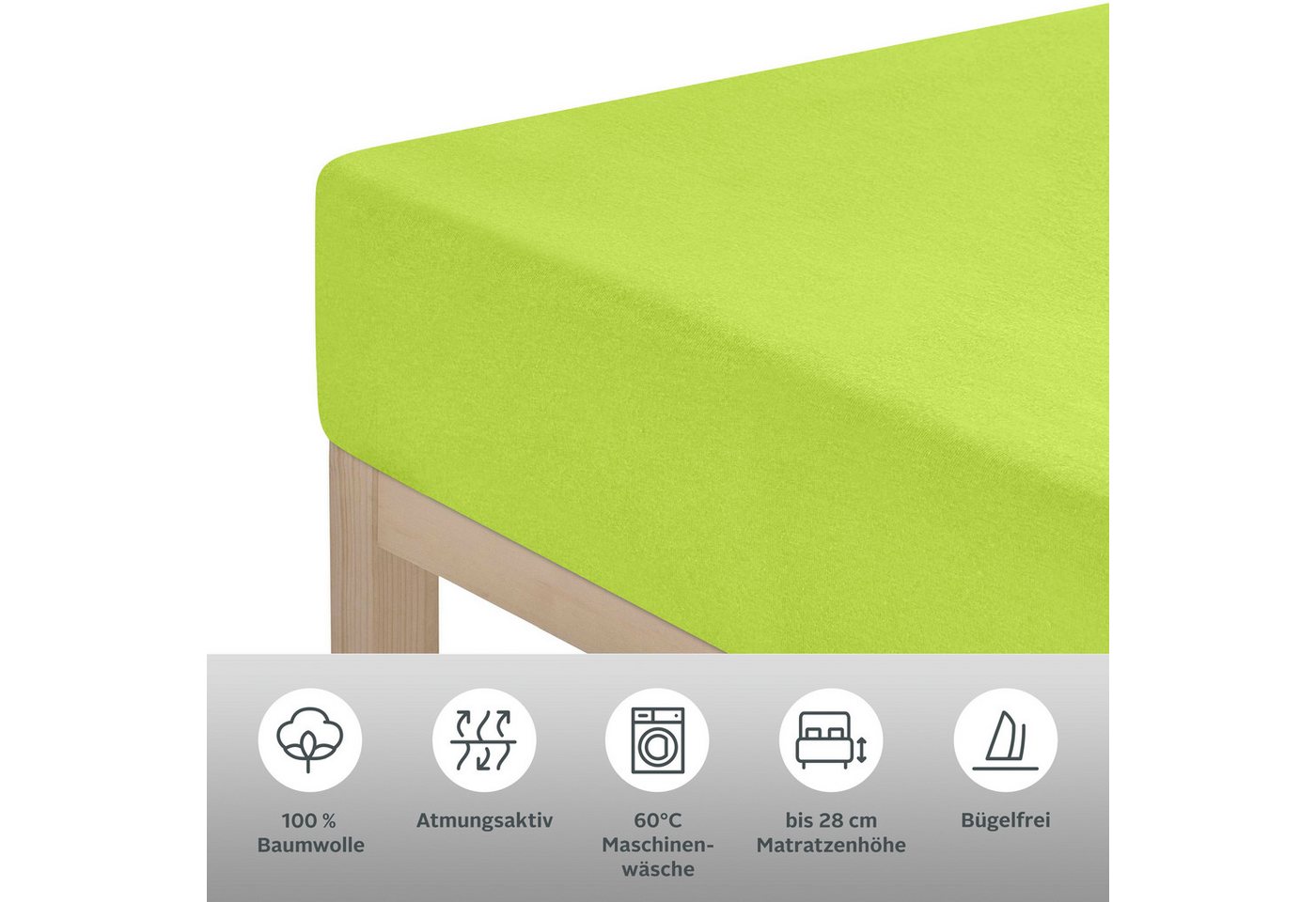 OTTO home Spannbettlaken BLACKBERRY in PREMIUM und BASIC Qualität, 100% Baumwolle, Jersey (110 g/m), Gummizug: rundum, (1 Stück), für hohe Matratzen bis 28 cm,  – Bild 4 von 5