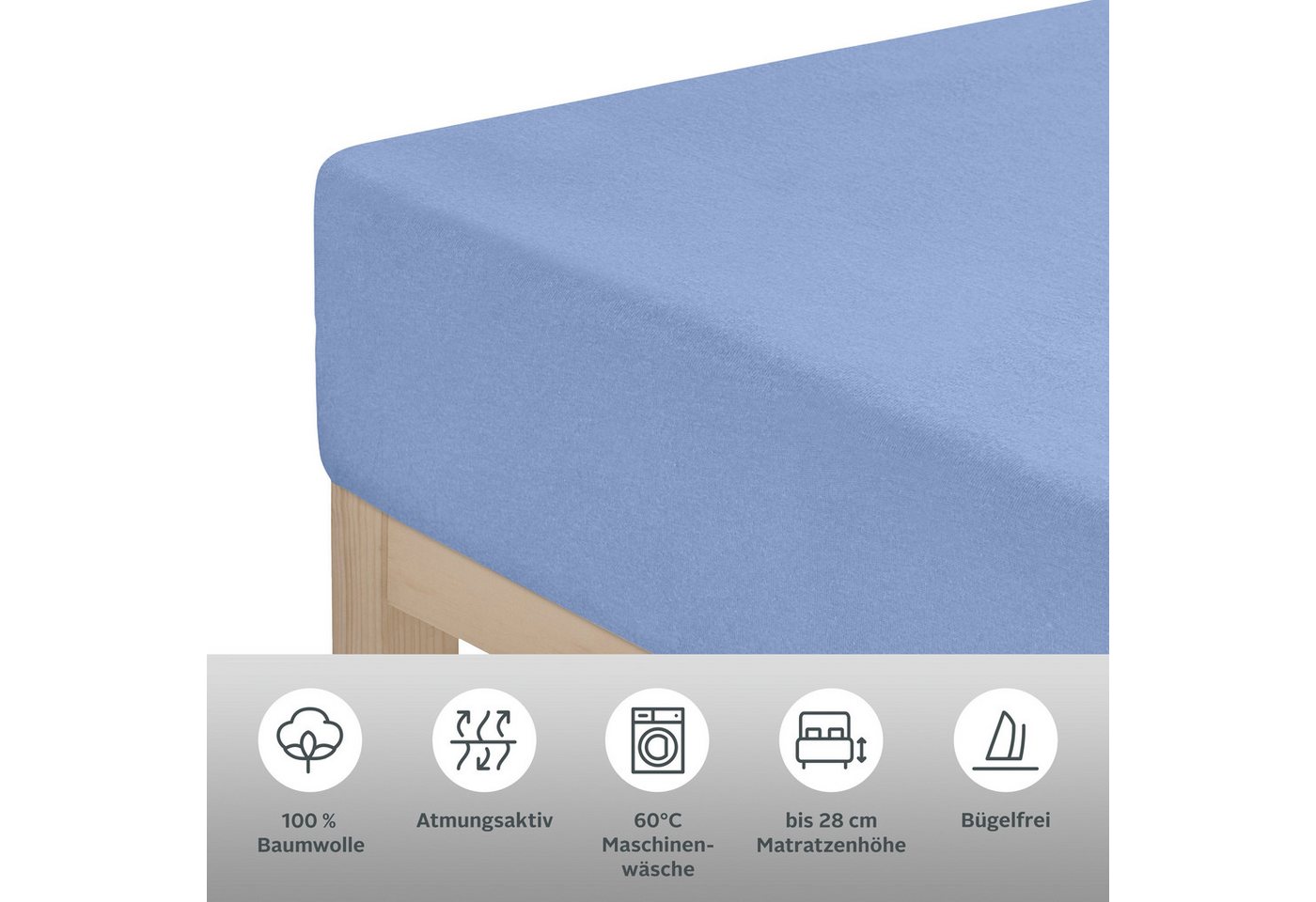 OTTO home Spannbettlaken BLACKBERRY in PREMIUM und BASIC Qualität, 100% Baumwolle, Jersey (160 g/m), Gummizug: rundum, (1 Stück), für hohe Matratzen bis 28 cm,  – Bild 5 von 5