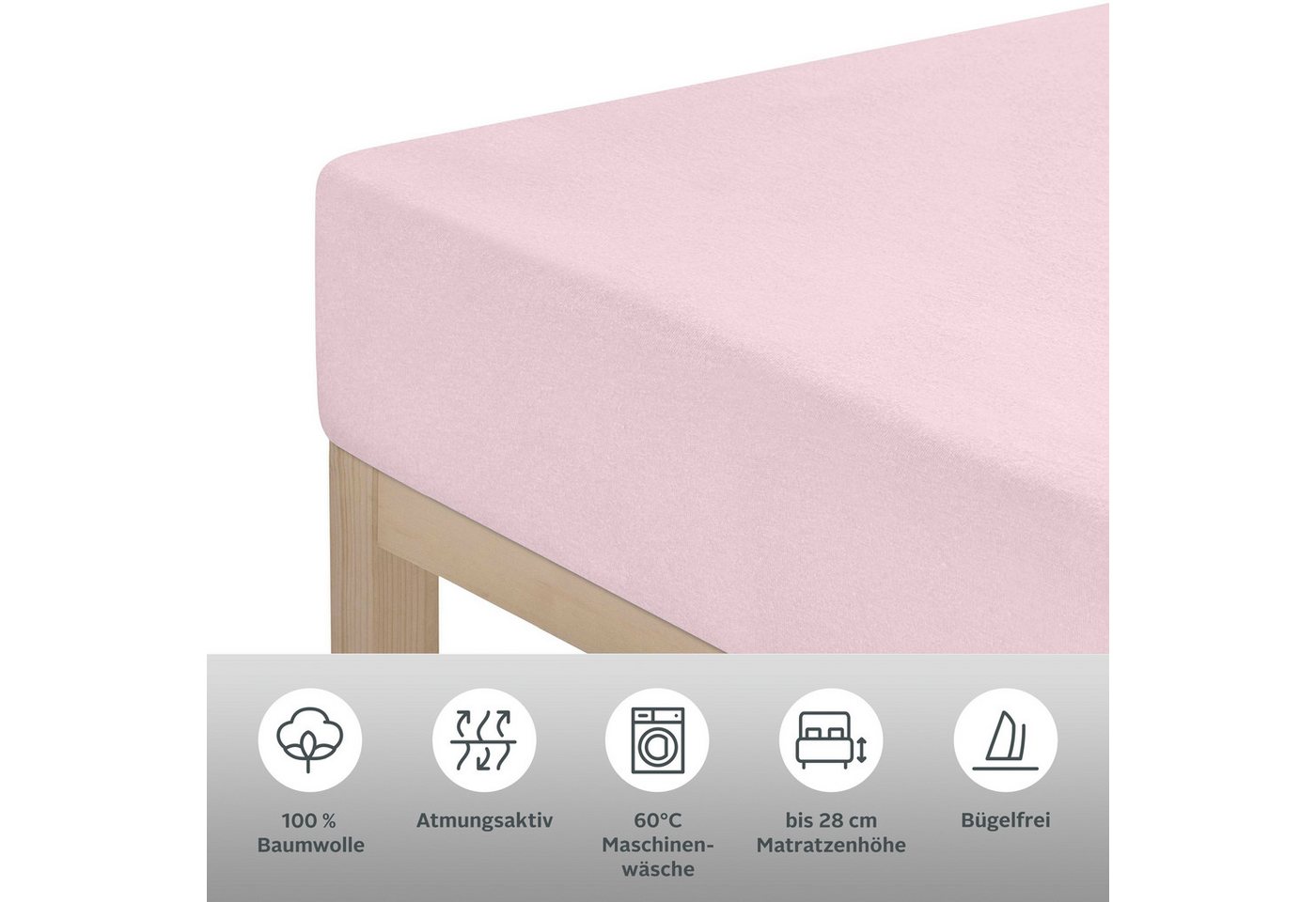 OTTO home Spannbettlaken BLACKBERRY in PREMIUM und BASIC Qualität, 100% Baumwolle, Jersey (160 g/m), Gummizug: rundum, (1 Stück), für hohe Matratzen bis 28 cm,  – Bild 5 von 5