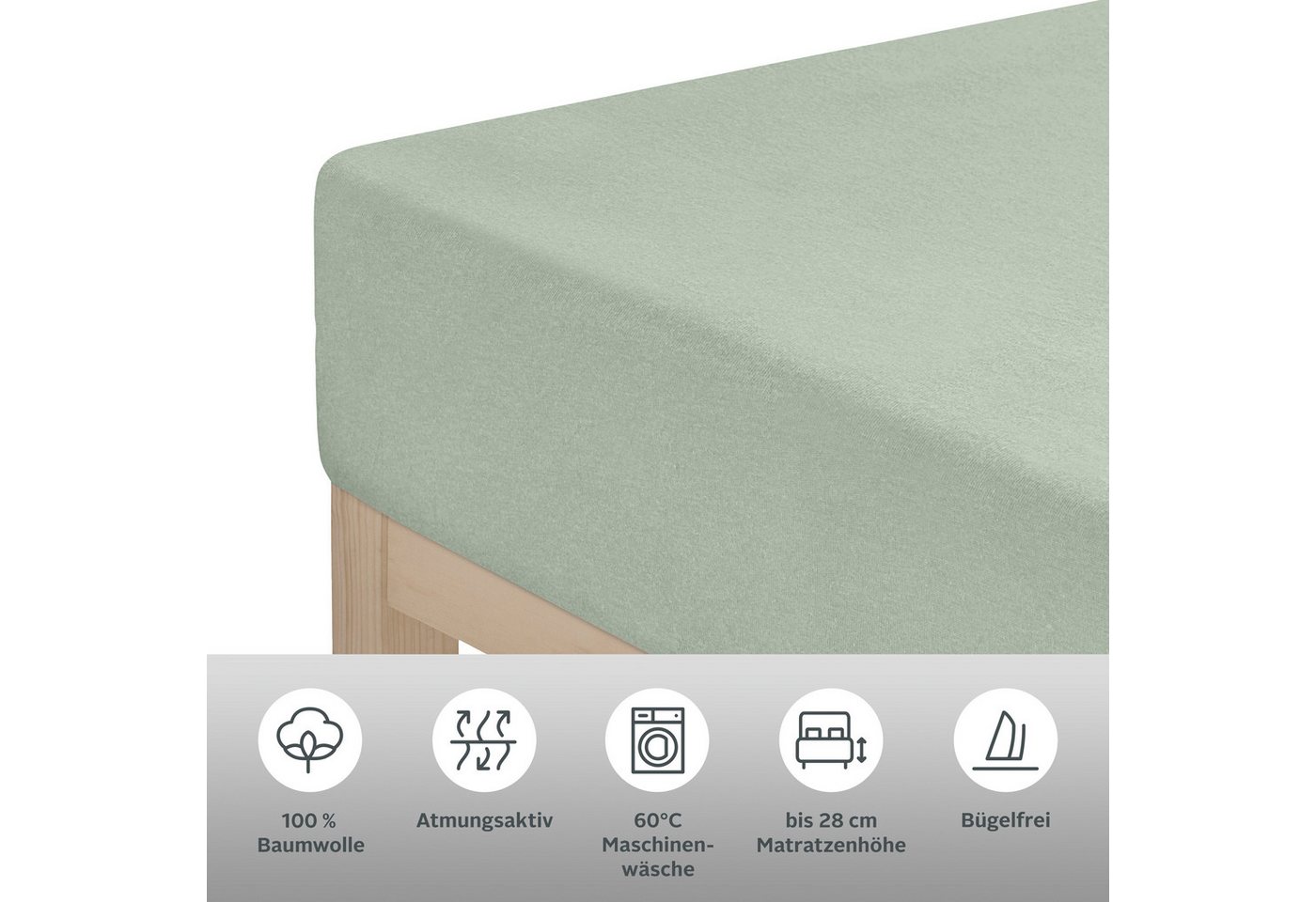 OTTO home Spannbettlaken BLACKBERRY in PREMIUM und BASIC Qualität, 100% Baumwolle, Jersey (160 g/m), Gummizug: rundum, (1 Stück), für hohe Matratzen bis 28 cm,  – Bild 5 von 5
