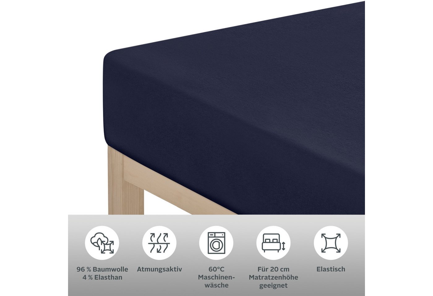 OTTO home Spannbettlaken Cremona, Basic & Premium Qualität mit Elasthan, Jersey (145 g/m), Gummizug: rundum, (1 Stück), Bettlaken für Matratzen von 20-25 cm Höh – Bild 4 von 5