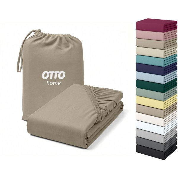 OTTO home Spannbettlaken Cremona, Basic & Premium Qualität mit Elasthan, Jersey (180 g/m), Gummizug: rundum, (1 Stück), Bettlaken für Matratzen von 20-25 cm Höh