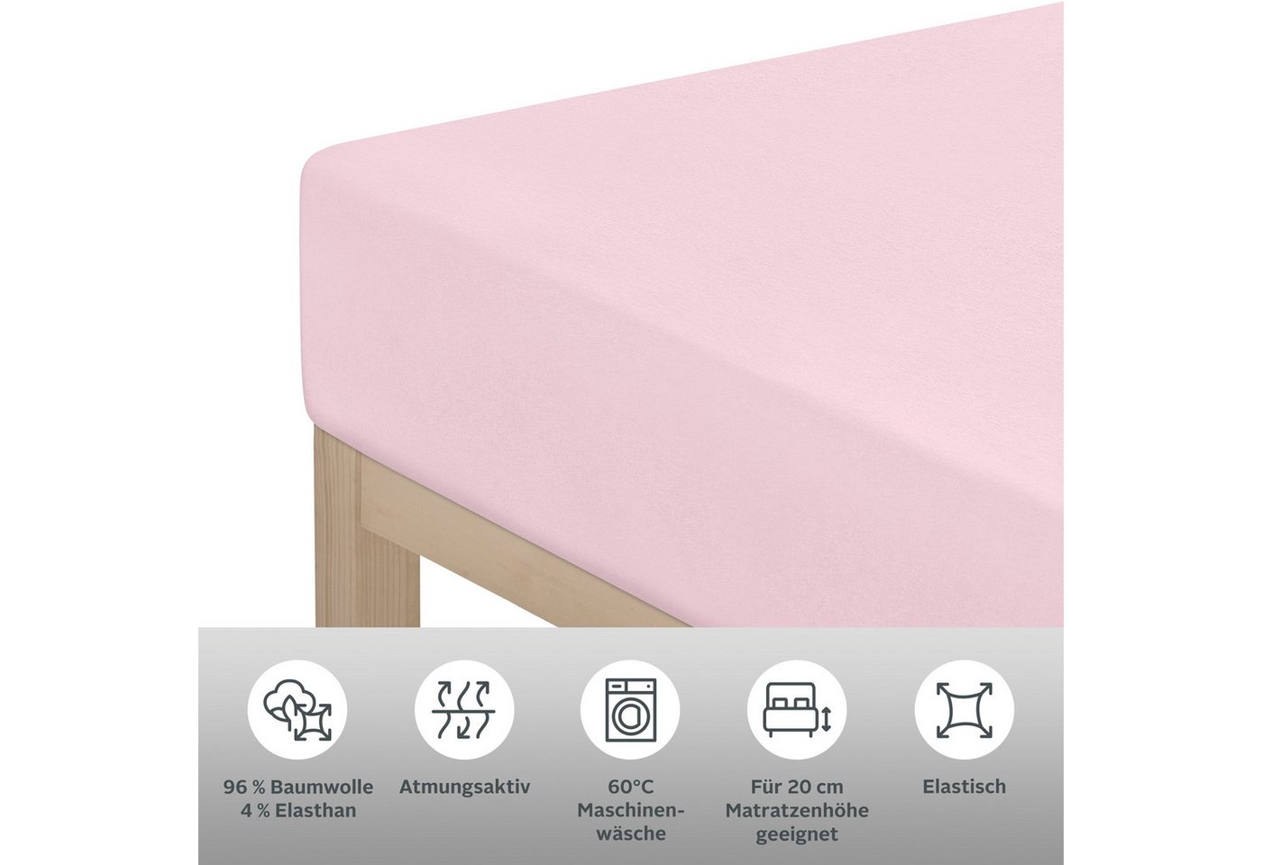 OTTO home Spannbettlaken Cremona, Basic & Premium Qualität mit Elasthan, Jersey (145 g/m), Gummizug: rundum, (1 Stück), Bettlaken für Matratzen von 20-25 cm Höh – Bild 3 von 5