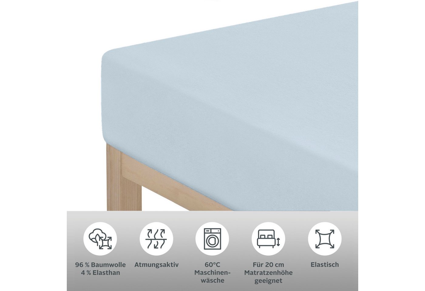 OTTO home Spannbettlaken Cremona, Basic & Premium Qualität mit Elasthan, Jersey (145 g/m), Gummizug: rundum, (1 Stück), Bettlaken für Matratzen von 20-25 cm Höh – Bild 4 von 5