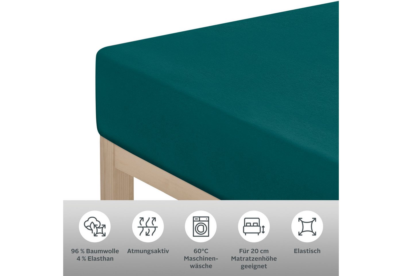 OTTO home Spannbettlaken Cremona, Basic & Premium Qualität mit Elasthan, Jersey (145 g/m), Gummizug: rundum, (1 Stück), Bettlaken für Matratzen von 20-25 cm Höh – Bild 4 von 5