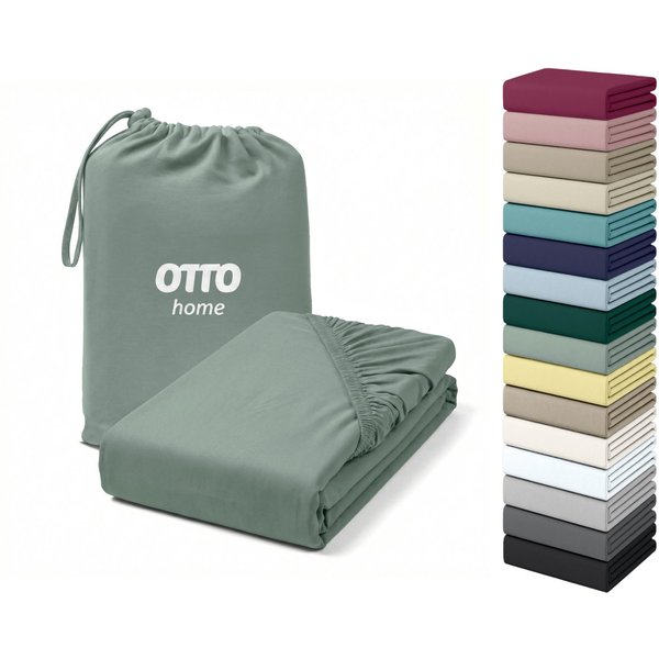 OTTO home Spannbettlaken Cremona, Basic & Premium Qualität mit Elasthan, Jersey (180 g/m), Gummizug: rundum, (1 Stück), Bettlaken für Matratzen von 20-25 cm Höh