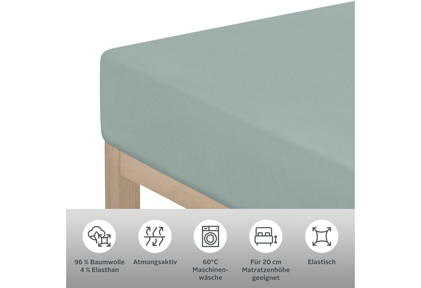 OTTO home Spannbettlaken Cremona, Basic & Premium Qualität mit Elasthan, Jersey (180 g/m), Gummizug: rundum, (1 Stück), Bettlaken für Matratzen von 20-25 cm Höh – Bild 4 von 5