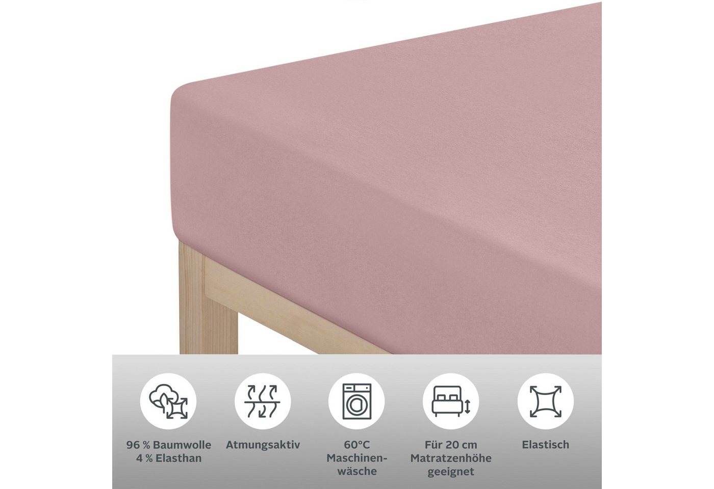 OTTO home Spannbettlaken Cremona, Basic & Premium Qualität mit Elasthan, Jersey (180 g/m), Gummizug: rundum, (1 Stück), Bettlaken für Matratzen von 20-25 cm Höh – Bild 4 von 5