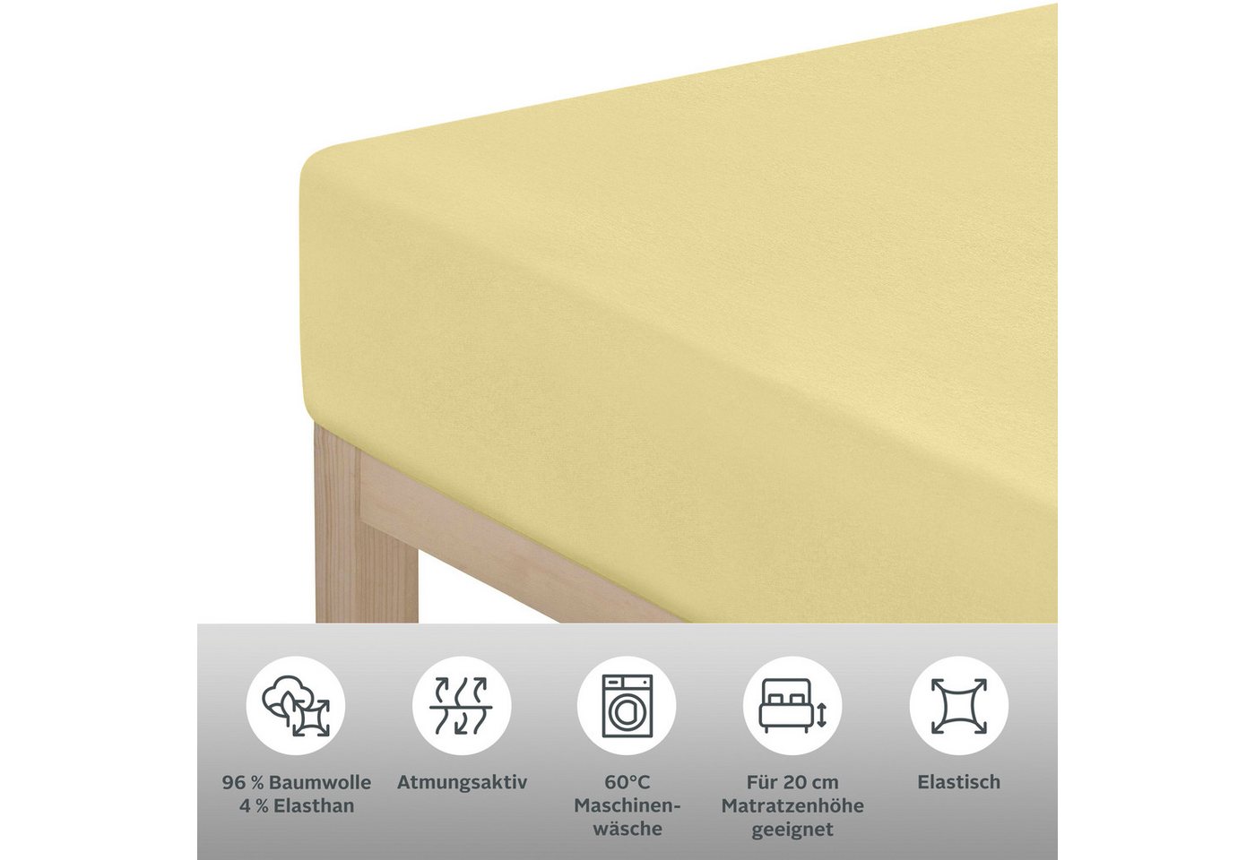 OTTO home Spannbettlaken Cremona, Basic & Premium Qualität mit Elasthan, Jersey (145 g/m), Gummizug: rundum, (2 Stück), Bettlaken für Matratzen von 20-25 cm Höh – Bild 4 von 5