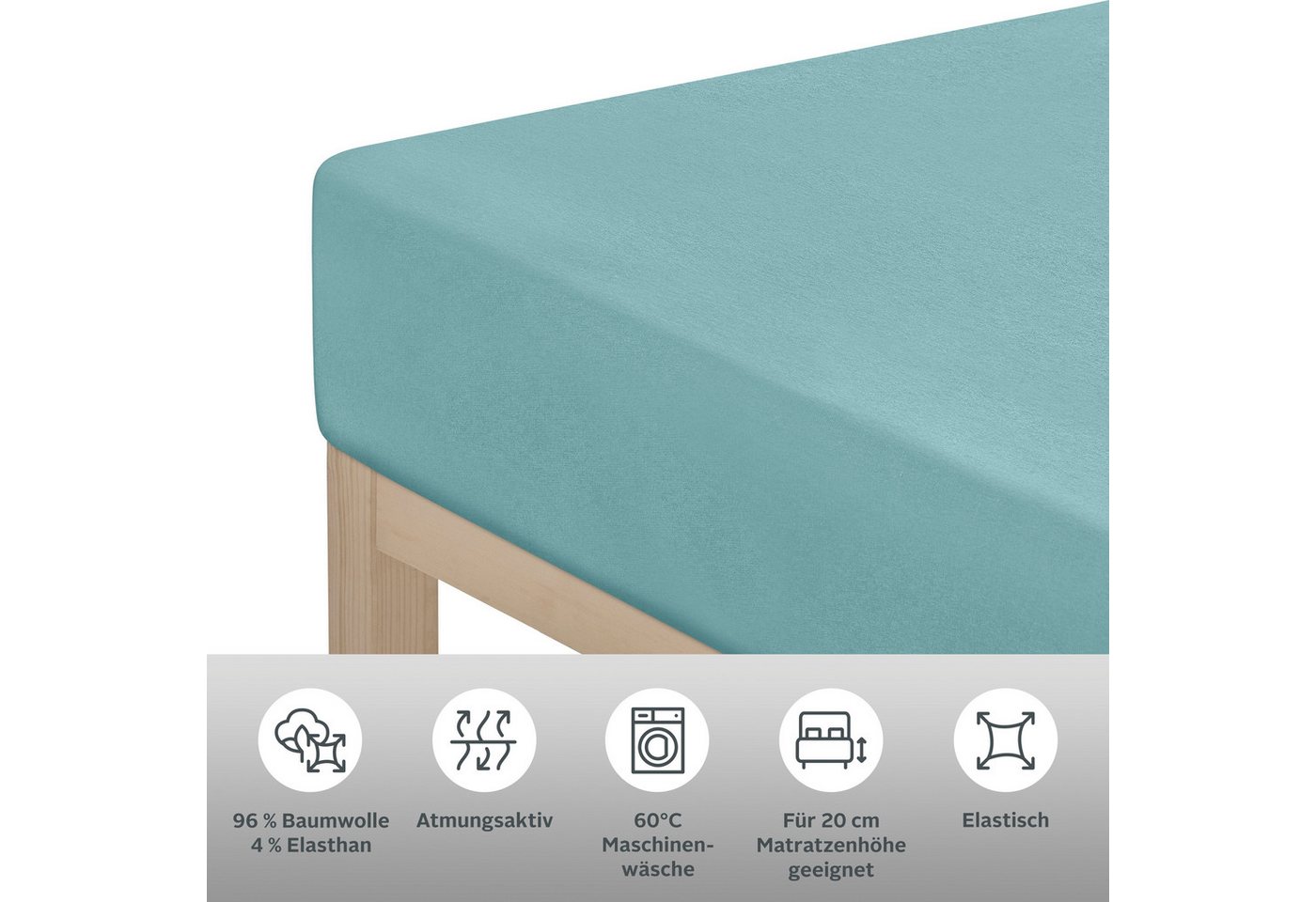 OTTO home Spannbettlaken Cremona, Basic & Premium Qualität mit Elasthan, Jersey (145 g/m), Gummizug: rundum, (2 Stück), Bettlaken für Matratzen von 20-25 cm Höh – Bild 4 von 5