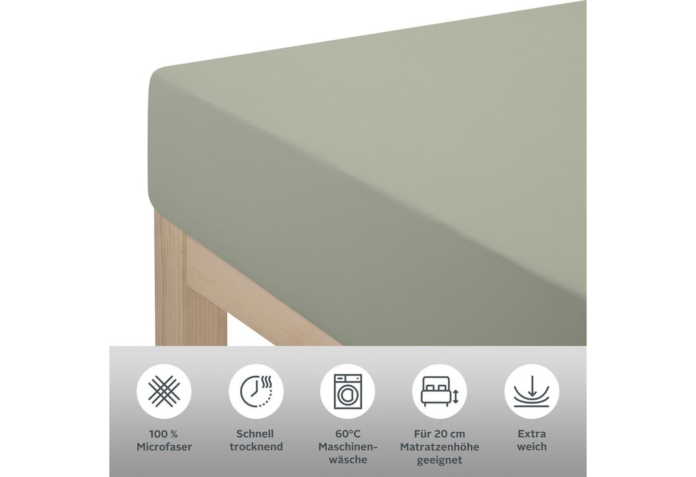 OTTO home Spannbettlaken Desner, Microfaser, Gummizug: rundum, (1 Stück), Mikrofaser, für Matratzen bis 20cm Höhe, 100% Polyester, Bettlaken – Bild 2 von 5