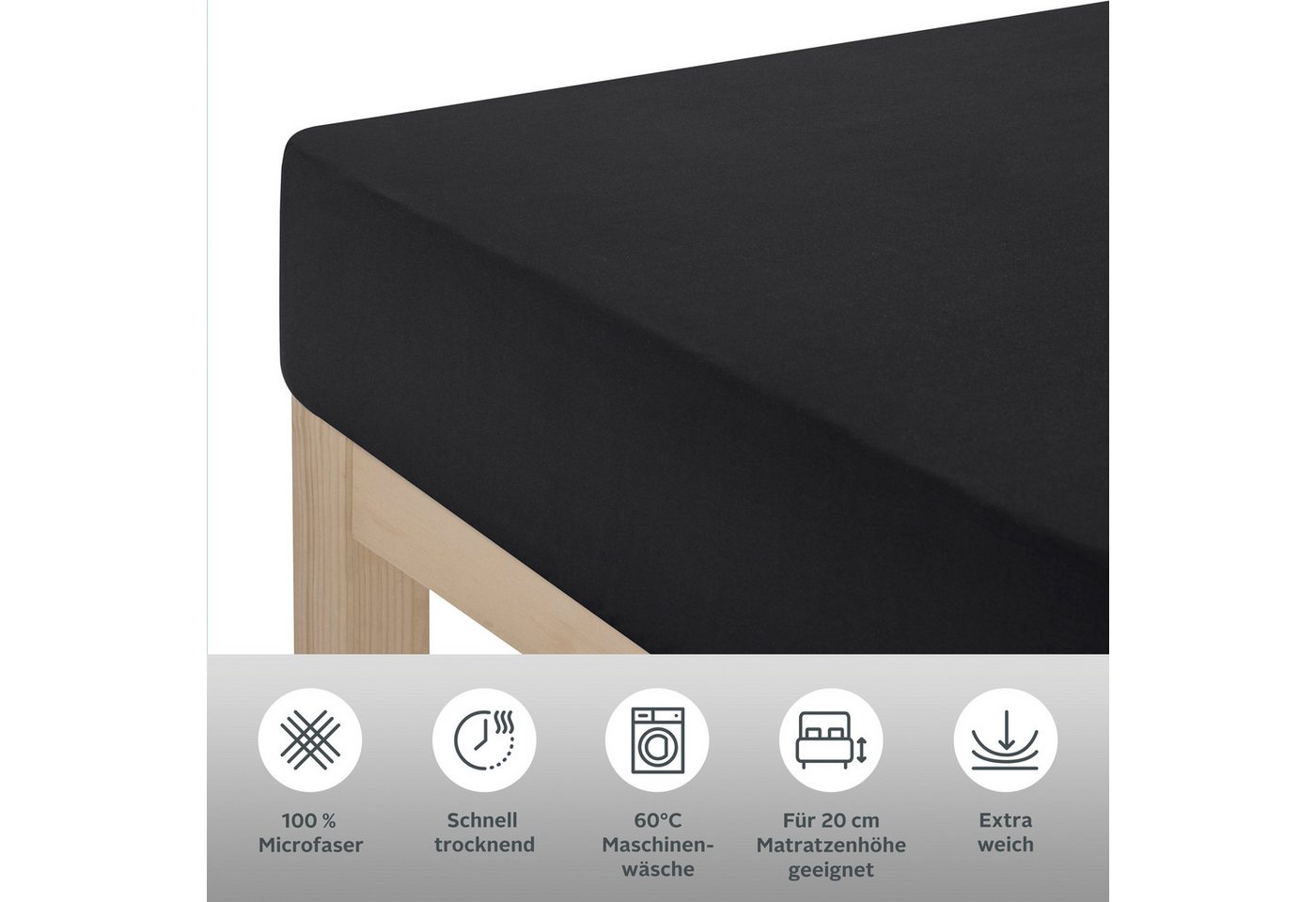 OTTO home Spannbettlaken Desner, Microfaser, Gummizug: rundum, (1 Stück), Mikrofaser, für Matratzen bis 20cm Höhe, 100% Polyester, Bettlaken – Bild 2 von 5
