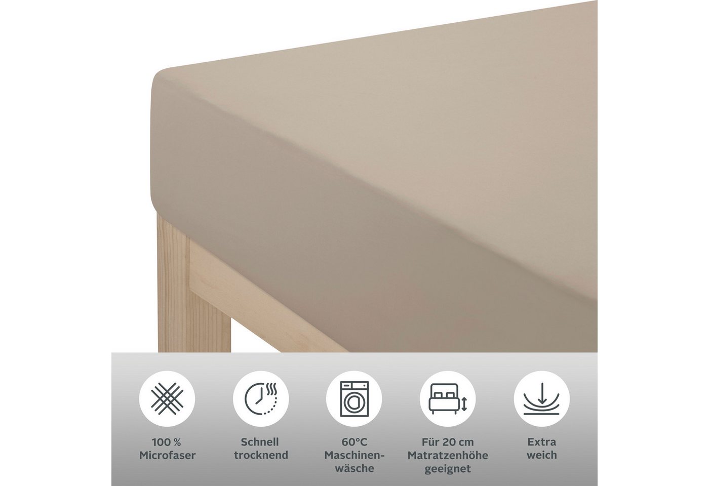 OTTO home Spannbettlaken Desner, Microfaser, Gummizug: rundum, (1 Stück), Mikrofaser, für Matratzen bis 20cm Höhe, 100% Polyester, Bettlaken – Bild 2 von 5