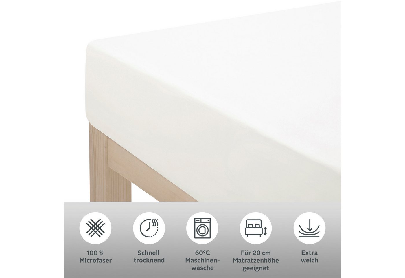 OTTO home Spannbettlaken Desner, Microfaser, Gummizug: rundum, (1 Stück), Mikrofaser, für Matratzen bis 20cm Höhe, 100% Polyester, Bettlaken – Bild 2 von 5
