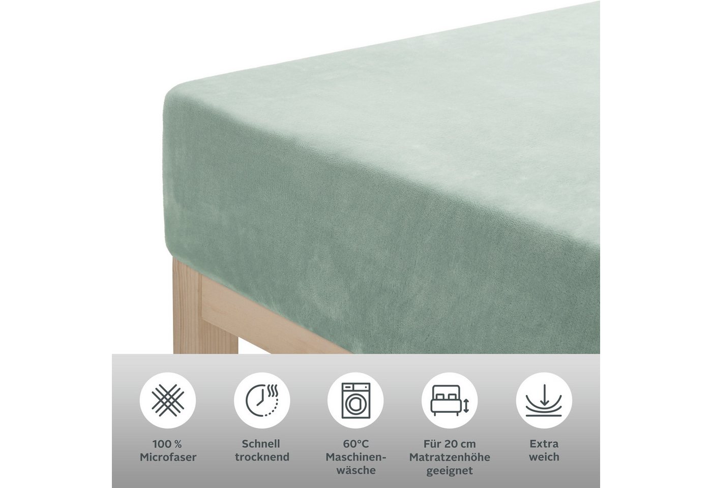 OTTO home Spannbettlaken Desner3, Mikrofaser Fleece besonders weich im Griff, Cashmere-Touch, Microfaser, Gummizug: rundum, (2 Stück), für Matratzen bis 20cm Hö – Bild 3 von 3