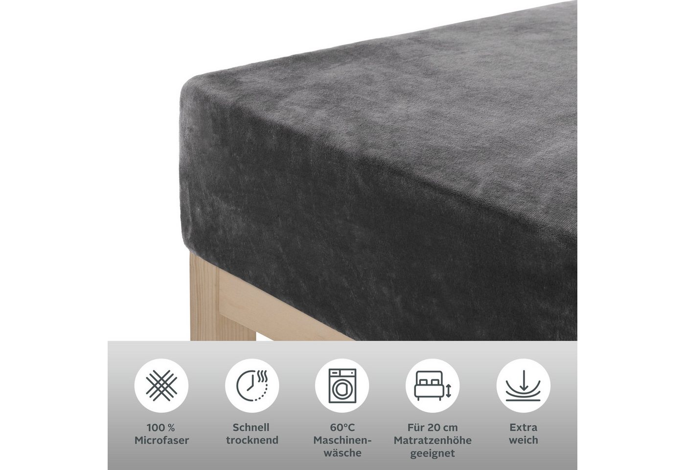 OTTO home Spannbettlaken Desner3, Mikrofaser Fleece besonders weich im Griff, Cashmere-Touch, Microfaser, Gummizug: rundum, (2 Stück), für Matratzen bis 20cm Hö – Bild 3 von 3