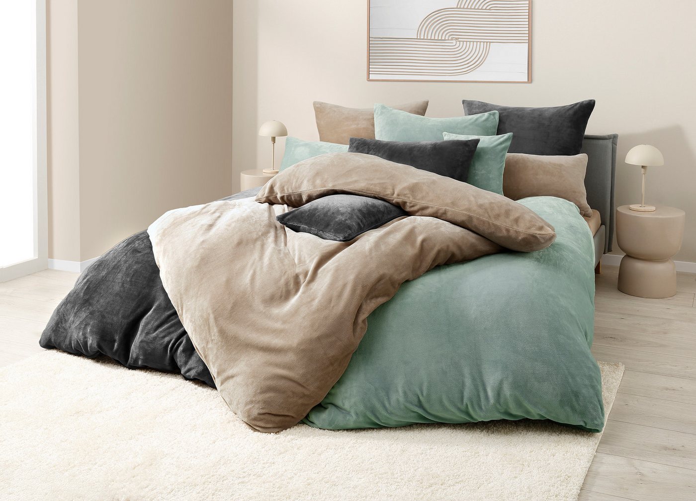 OTTO home Spannbettlaken Desner3, Mikrofaser Fleece besonders weich im Griff, Cashmere-Touch, Microfaser, Gummizug: rundum, (1 Stück), für Matratzen bis 20cm Hö – Bild 3 von 4