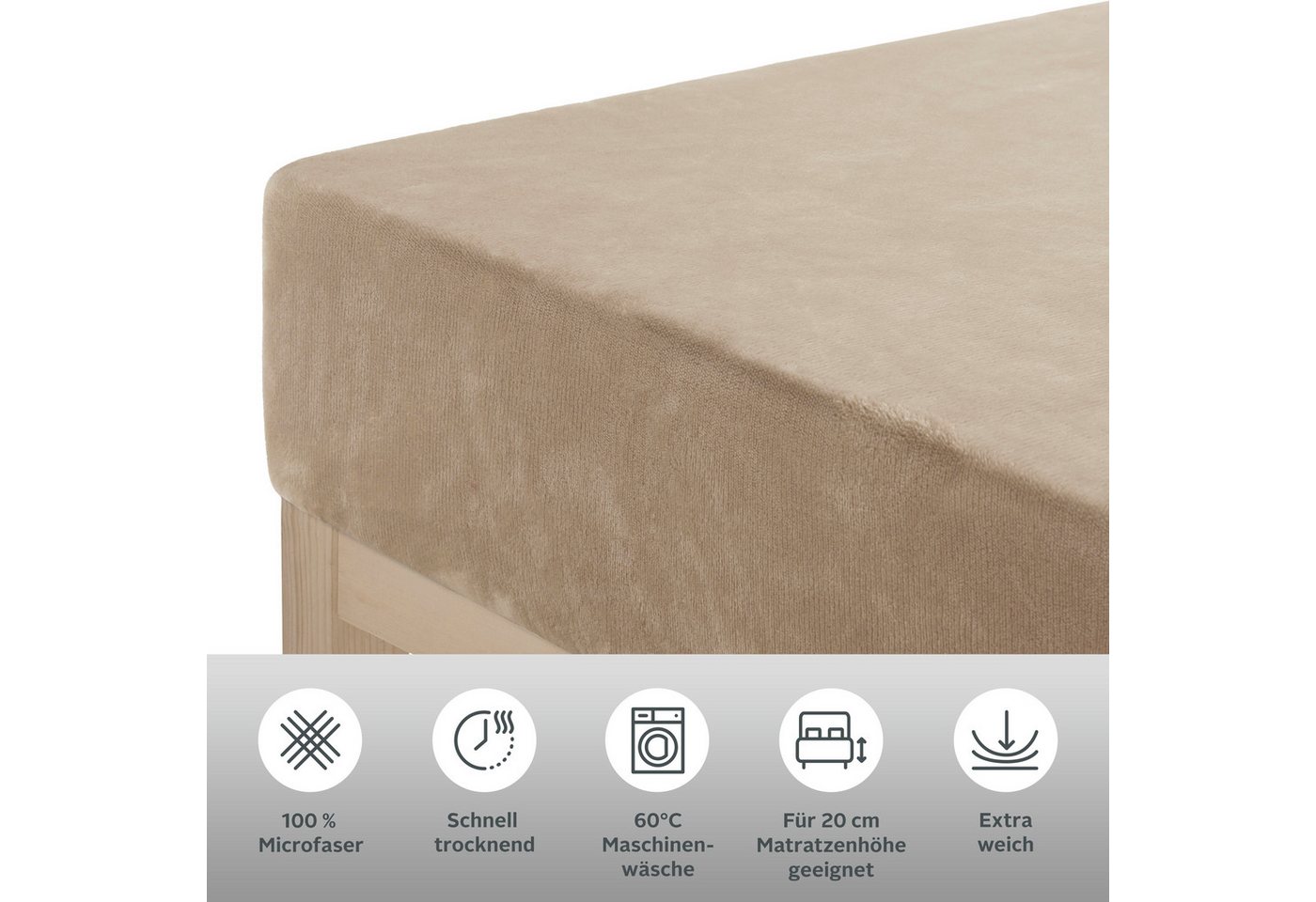 OTTO home Spannbettlaken Desner3, Mikrofaser Fleece besonders weich im Griff, Cashmere-Touch, Microfaser, Gummizug: rundum, (1 Stück), für Matratzen bis 20cm Hö – Bild 3 von 3