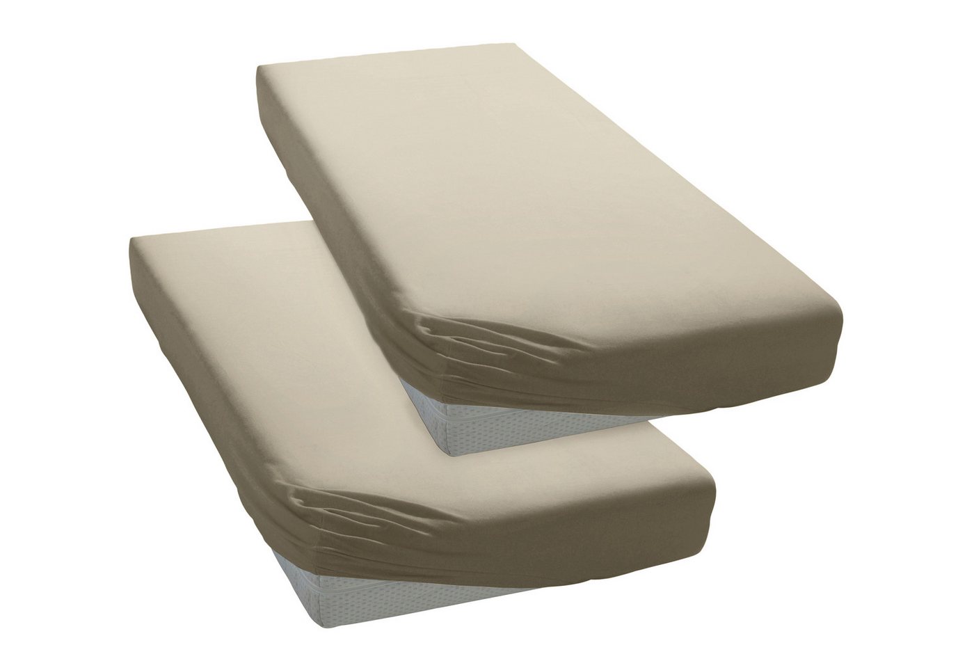 OTTO home Spannbettlaken Physalis Basic und PREMIUM Qualität, 100% Baumwolle, Jersey und Biber, Jersey (110 g/m), Gummizug: rundum, (2 Stück), Bettlaken für Mat – Bild 3 von 5