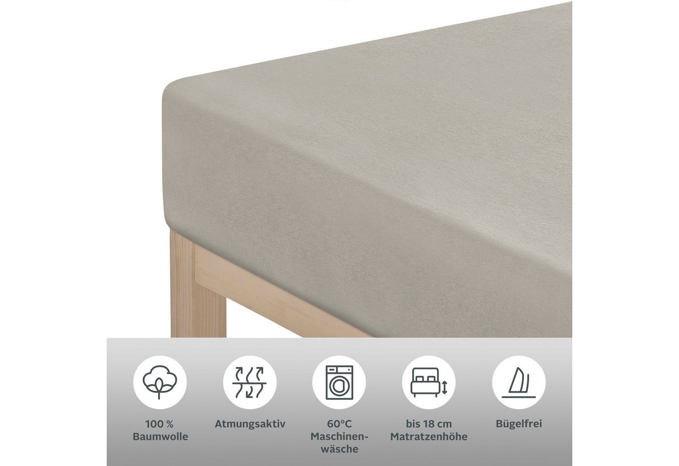 OTTO home Spannbettlaken Physalis Basic und PREMIUM Qualität, 100% Baumwolle, Jersey und Biber, Jersey (110 g/m), Gummizug: rundum, (1 Stück), Bettlaken für Mat – Bild 5 von 5