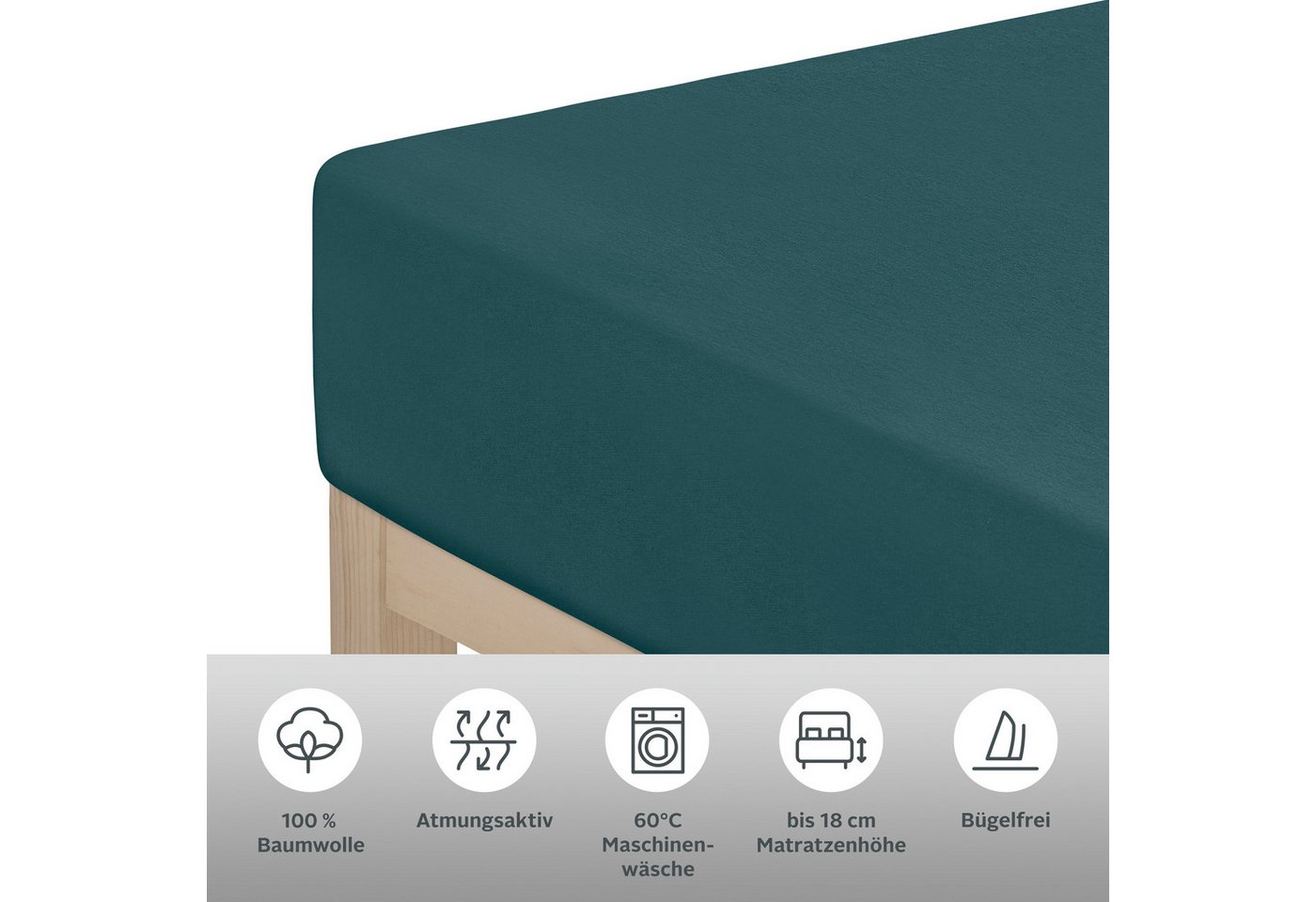 OTTO home Spannbettlaken Physalis Basic und PREMIUM Qualität, 100% Baumwolle, Jersey und Biber, Jersey (160 g/m), Gummizug: rundum, (1 Stück), Bettlaken für Mat – Bild 5 von 5