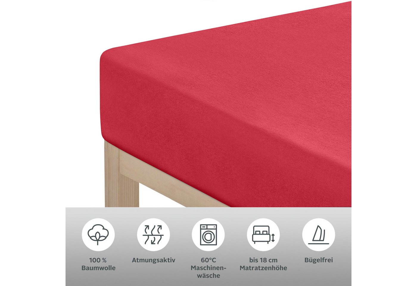 OTTO home Spannbettlaken Physalis Basic und PREMIUM Qualität, 100% Baumwolle, Jersey und Biber, Jersey (160 g/m), Gummizug: rundum, (2 Stück), Bettlaken für Mat – Bild 5 von 5