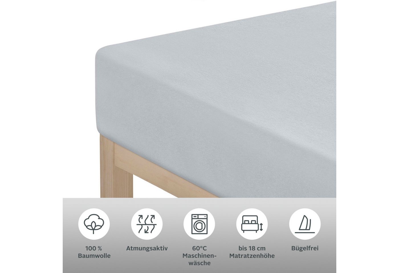OTTO home Spannbettlaken Physalis Basic und PREMIUM Qualität, 100% Baumwolle, Jersey und Biber, Jersey (160 g/m), Gummizug: rundum, (1 Stück), Bettlaken für Mat – Bild 5 von 5