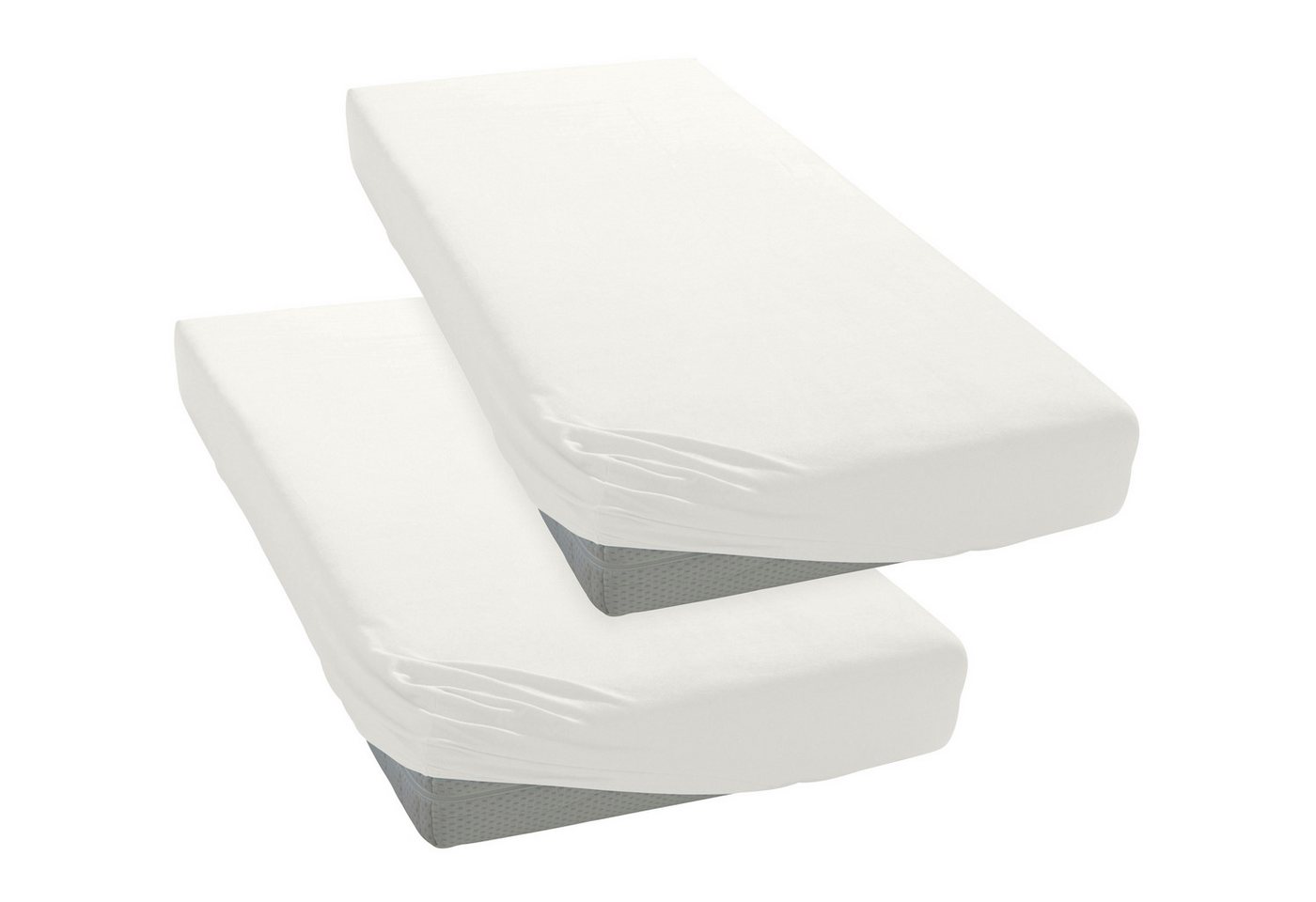 OTTO home Spannbettlaken Physalis Basic und PREMIUM Qualität, 100% Baumwolle, Jersey und Biber, Jersey (160 g/m), Gummizug: rundum, (2 Stück), Bettlaken für Mat – Bild 4 von 5
