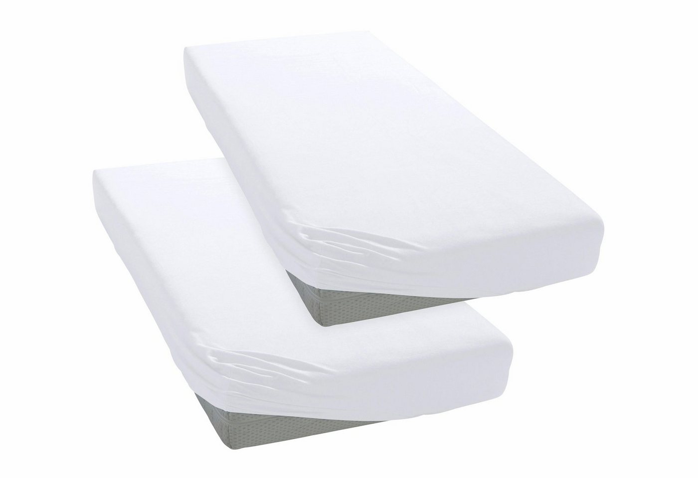 OTTO home Spannbettlaken Physalis Basic und PREMIUM Qualität, 100% Baumwolle, Jersey und Biber, Jersey (160 g/m), Gummizug: rundum, (2 Stück), Bettlaken für Mat – Bild 4 von 5