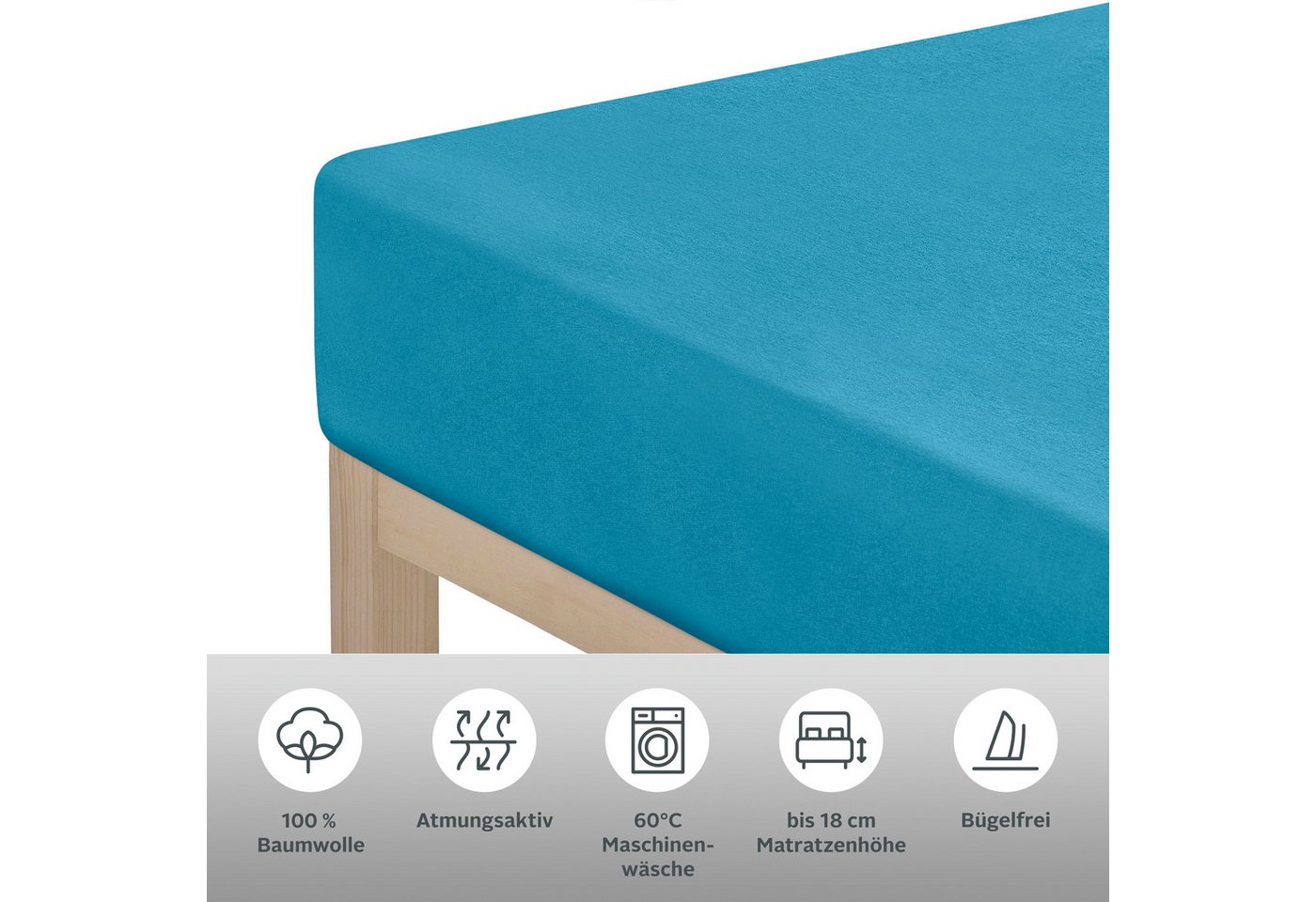 OTTO home Spannbettlaken Physalis Basic und PREMIUM Qualität, 100% Baumwolle, Jersey und Biber, Jersey (110 g/m), Gummizug: rundum, (1 Stück), Bettlaken für Mat – Bild 5 von 5
