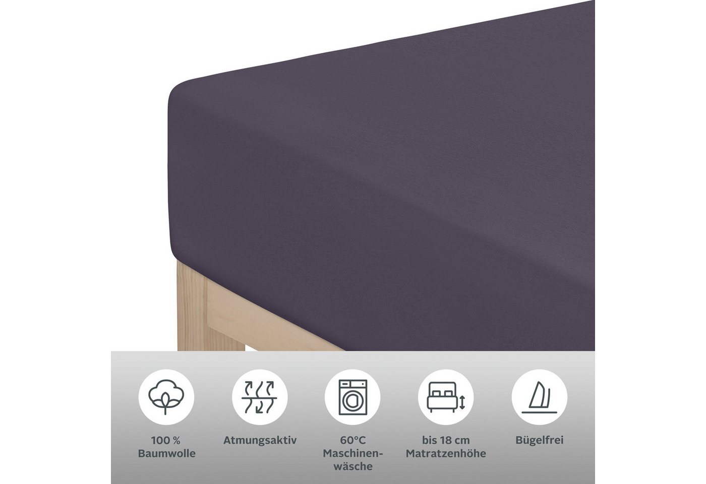 OTTO home Spannbettlaken Physalis Basic und PREMIUM Qualität, 100% Baumwolle, Jersey und Biber, Jersey (110 g/m), Gummizug: rundum, (2 Stück), Bettlaken für Mat – Bild 5 von 5