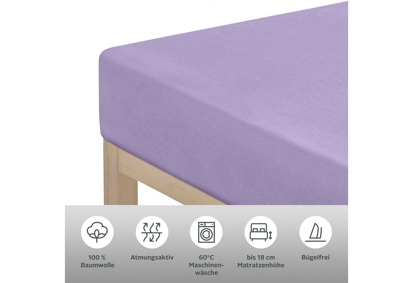 OTTO home Spannbettlaken Physalis Basic und PREMIUM Qualität, 100% Baumwolle, Jersey und Biber, Jersey (110 g/m), Gummizug: rundum, (2 Stück), Bettlaken für Mat – Bild 5 von 5