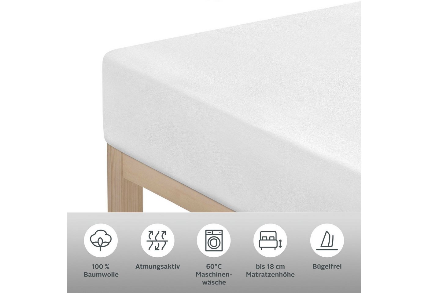 OTTO home Spannbettlaken Physalis Basic und PREMIUM Qualität, 100% Baumwolle, Jersey und Biber, Jersey (110 g/m), Gummizug: rundum, (1 Stück), Bettlaken für Mat – Bild 5 von 5