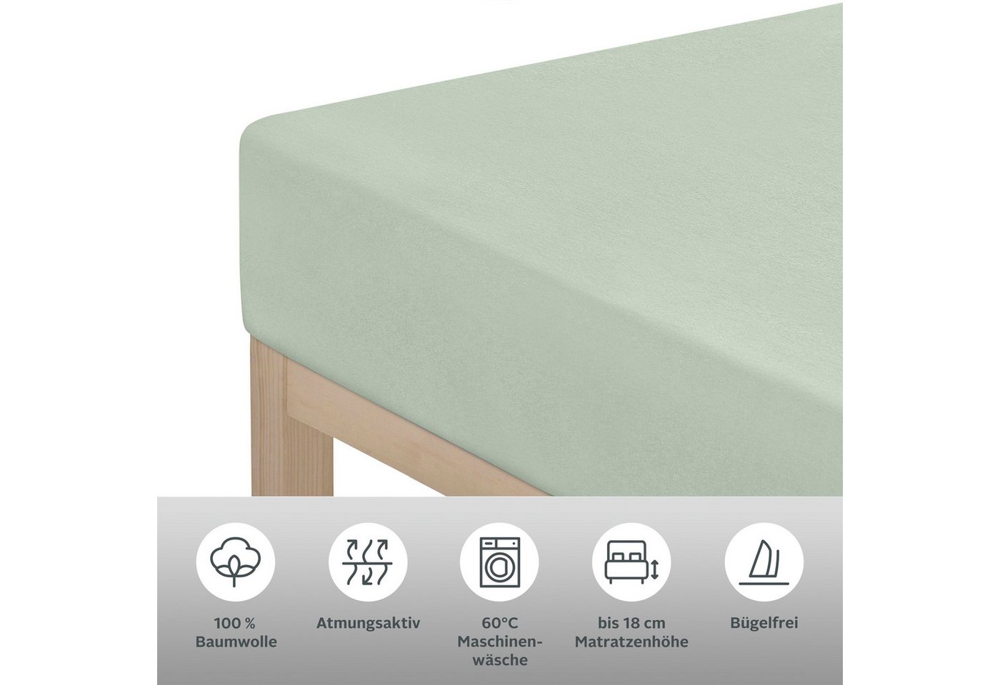 OTTO home Spannbettlaken Physalis Basic und PREMIUM Qualität, 100% Baumwolle, Jersey und Biber, Jersey (110 g/m), Gummizug: rundum, (1 Stück), Bettlaken für Mat – Bild 5 von 5