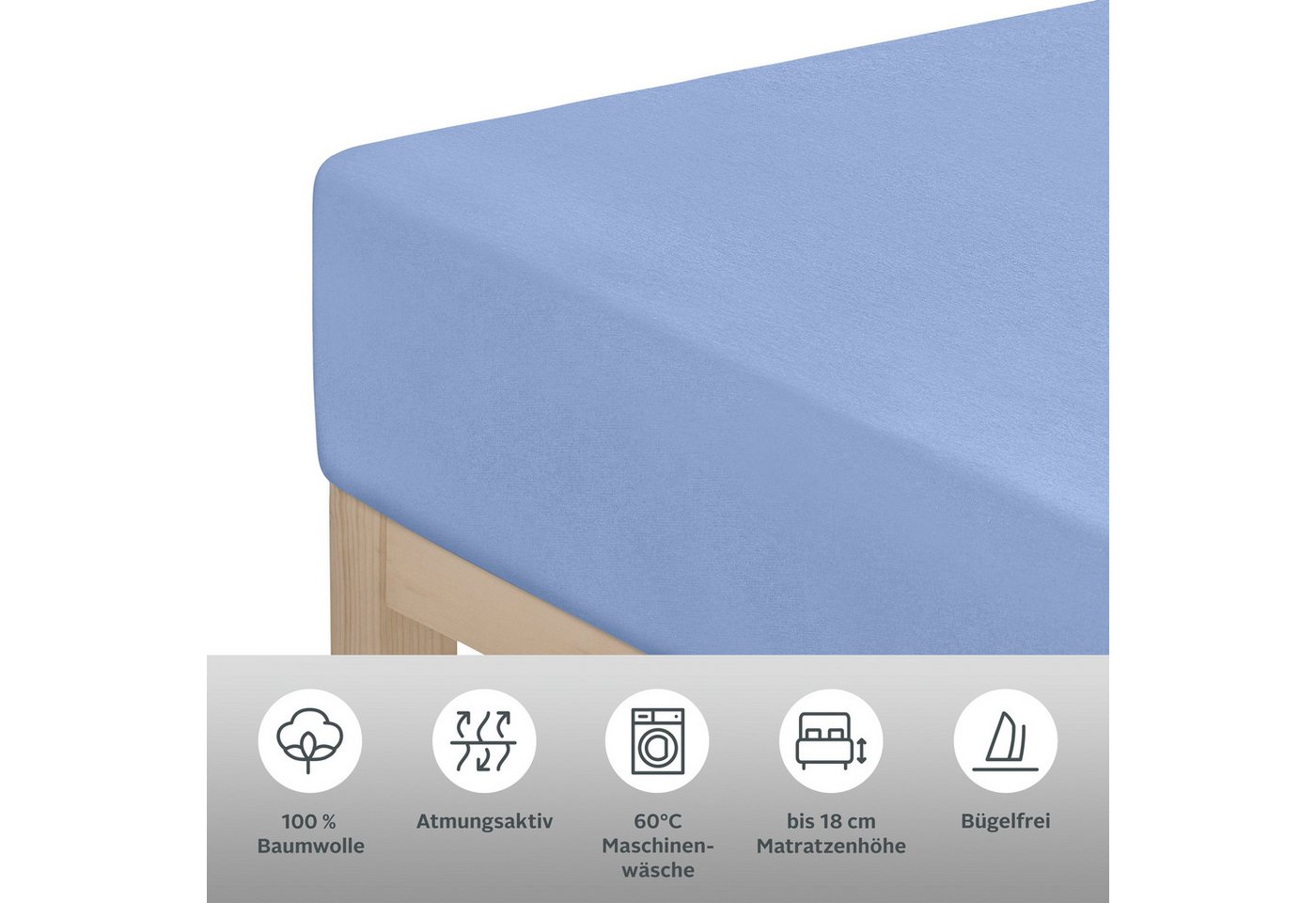OTTO home Spannbettlaken Physalis Basic und PREMIUM Qualität, 100% Baumwolle, Jersey und Biber, Jersey (110 g/m), Gummizug: rundum, (1 Stück), Bettlaken für Mat – Bild 5 von 5