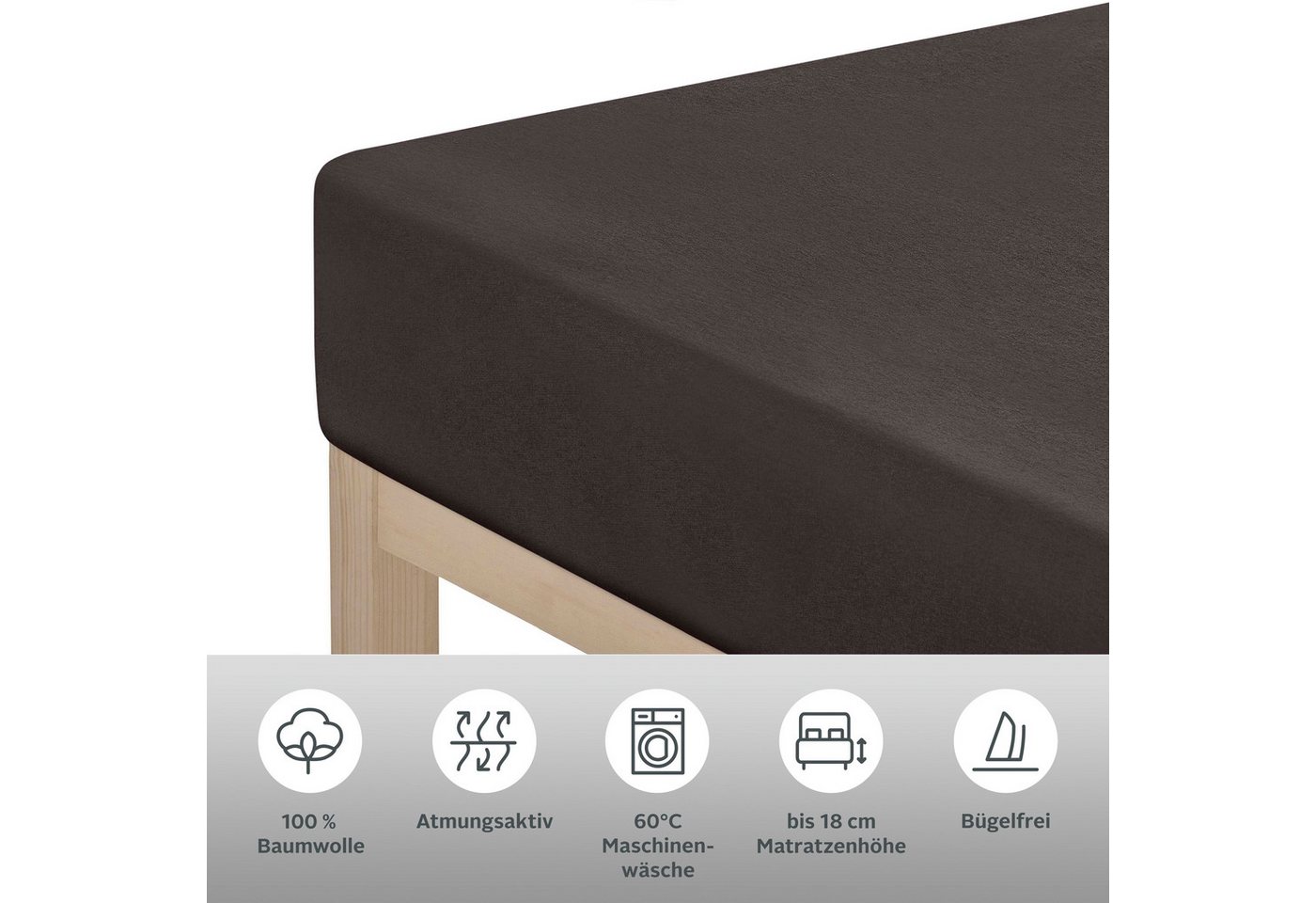 OTTO home Spannbettlaken Physalis Basic und PREMIUM Qualität, 100% Baumwolle, Jersey und Biber, Jersey (110 g/m), Gummizug: rundum, (1 Stück), Bettlaken für Mat – Bild 5 von 5
