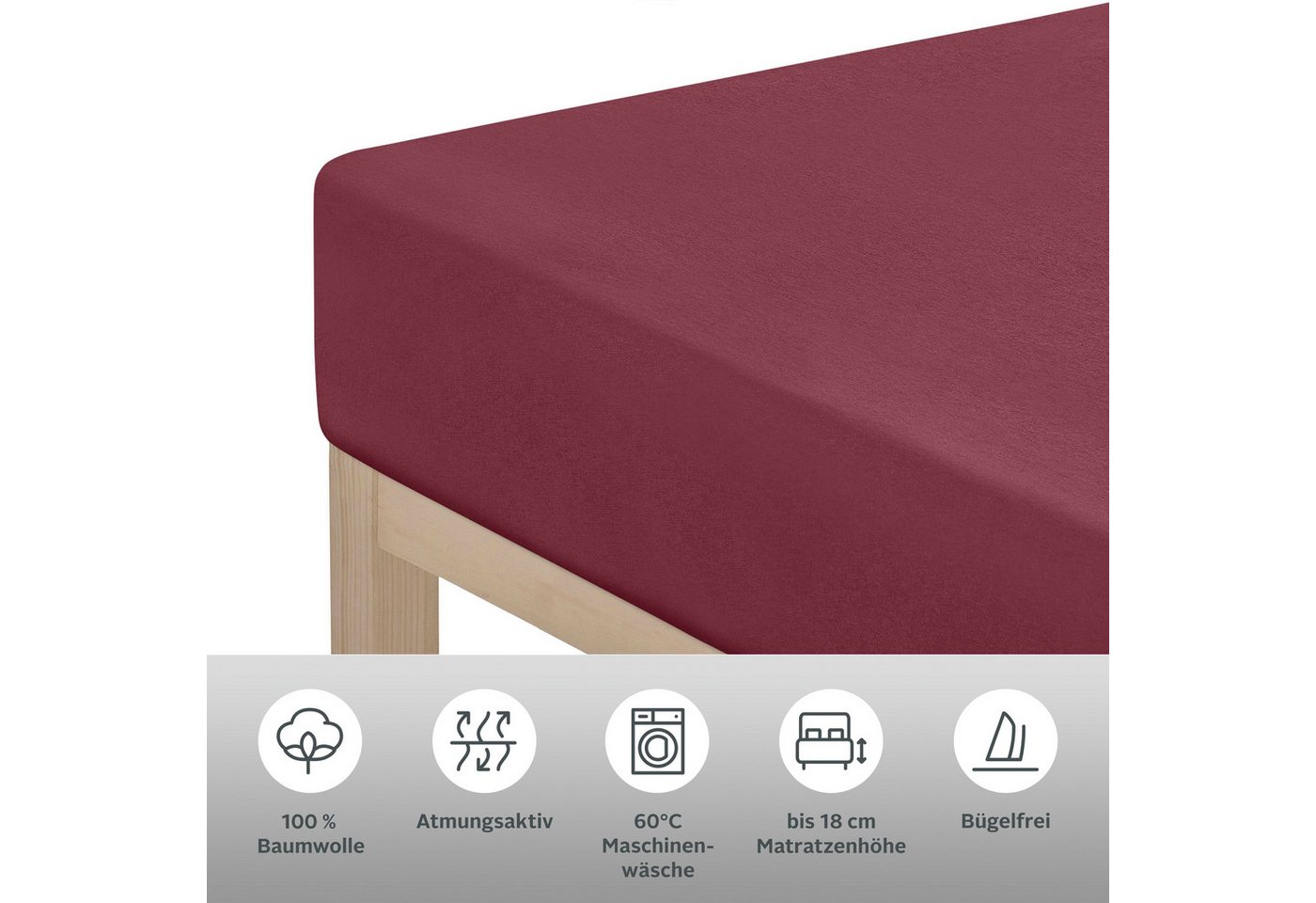 OTTO home Spannbettlaken Physalis Basic und PREMIUM Qualität, 100% Baumwolle, Jersey und Biber, Jersey (160 g/m), Gummizug: rundum, (1 Stück), Bettlaken für Mat – Bild 5 von 5