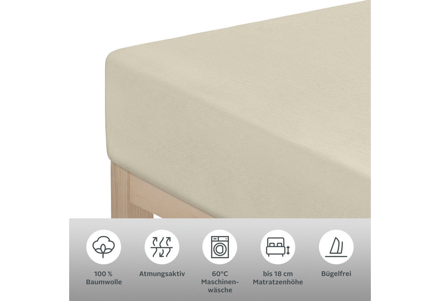 OTTO home Spannbettlaken Physalis Basic und PREMIUM Qualität, 100% Baumwolle, Jersey und Biber, Jersey (110 g/m), Gummizug: rundum, (1 Stück), Bettlaken für Mat – Bild 5 von 5