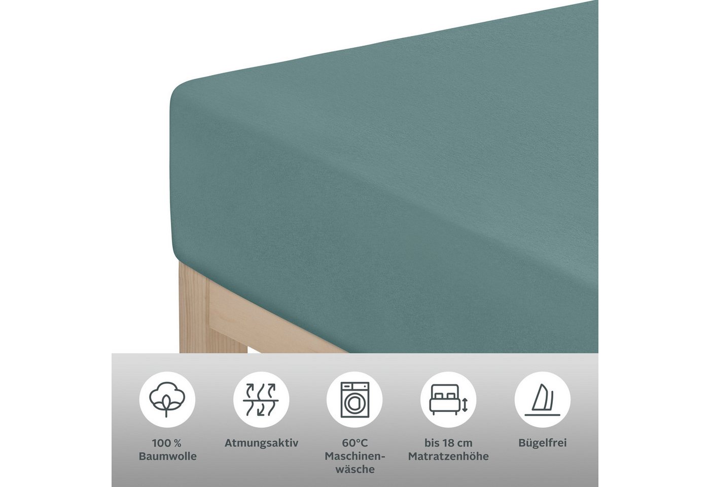 OTTO home Spannbettlaken Physalis Basic und PREMIUM Qualität, 100% Baumwolle, Jersey und Biber, Jersey (110 g/m), Gummizug: rundum, (1 Stück), Bettlaken für Mat – Bild 5 von 5