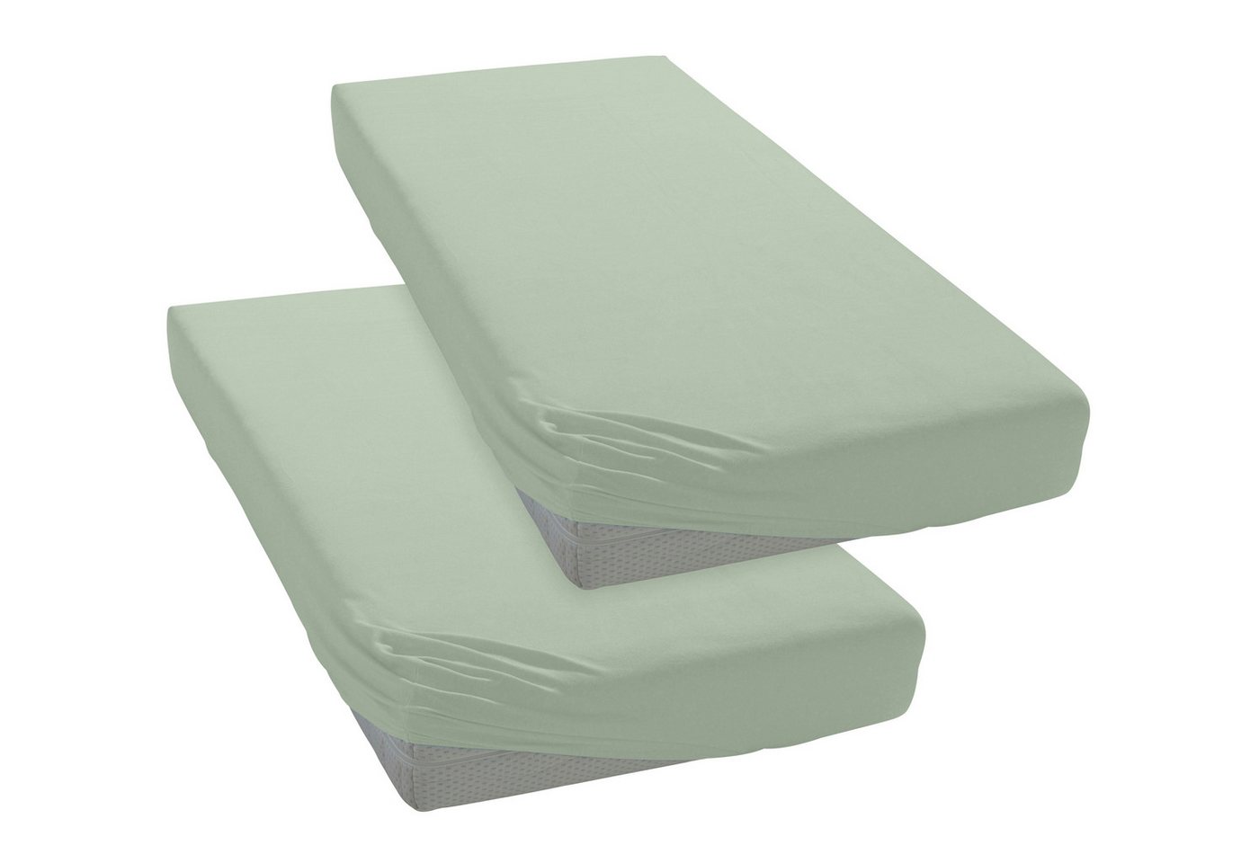 OTTO home Spannbettlaken Physalis Basic und PREMIUM Qualität, 100% Baumwolle, Jersey und Biber, Jersey (110 g/m), Gummizug: rundum, (2 Stück), Bettlaken für Mat – Bild 3 von 5