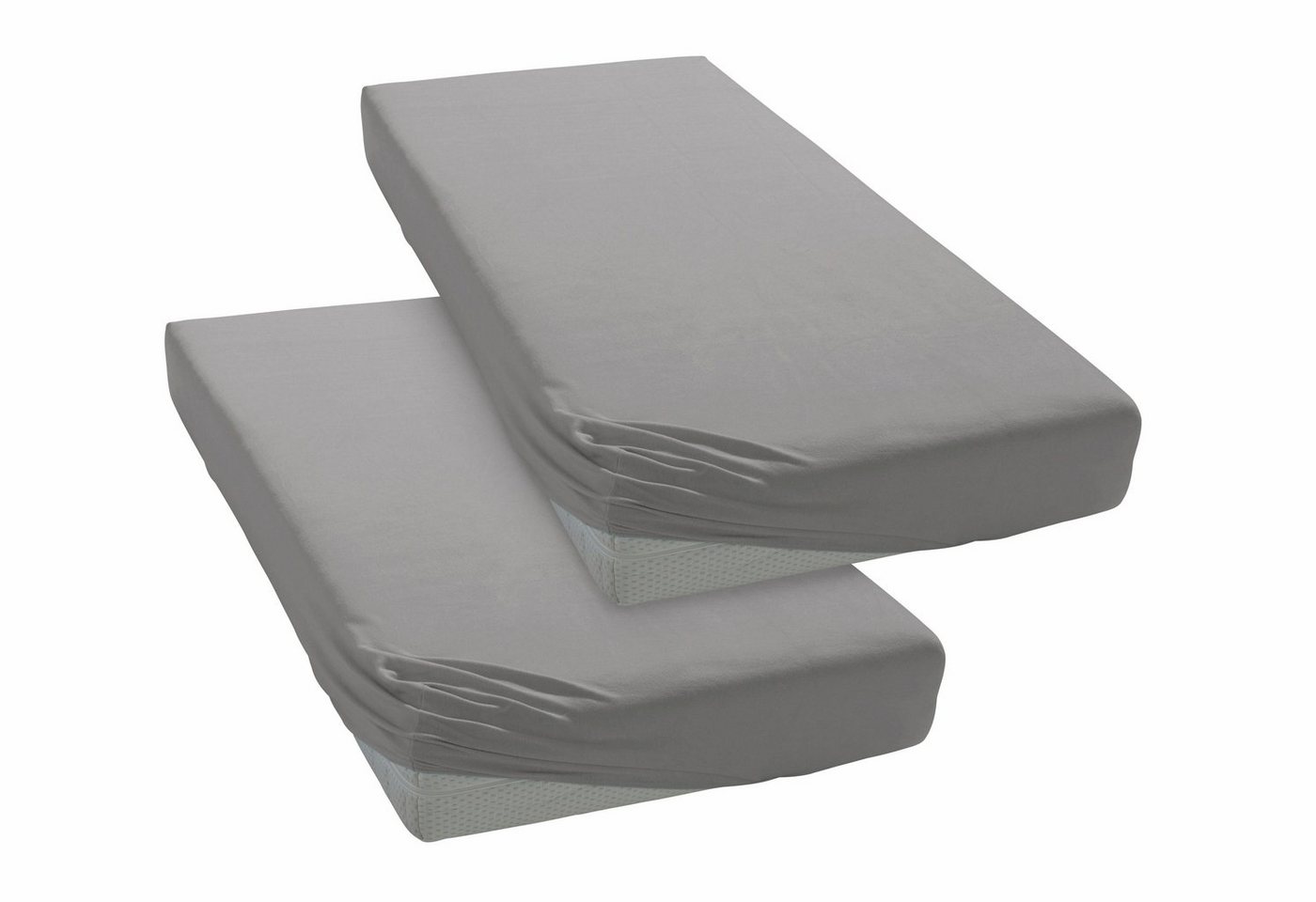 OTTO home Spannbettlaken Physalis Basic und PREMIUM Qualität, 100% Baumwolle, Jersey und Biber, Jersey (110 g/m), Gummizug: rundum, (2 Stück), Bettlaken für Mat – Bild 3 von 5