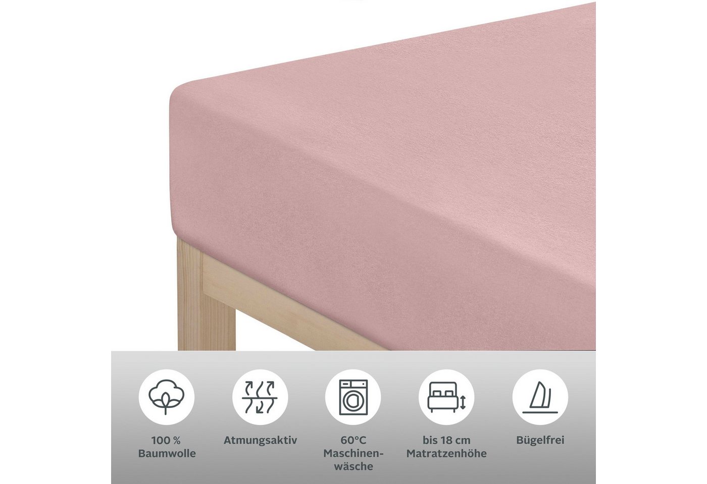 OTTO home Spannbettlaken Physalis Basic und PREMIUM Qualität, 100% Baumwolle, Jersey und Biber, Jersey (160 g/m), Gummizug: rundum, (1 Stück), Bettlaken für Mat – Bild 5 von 5