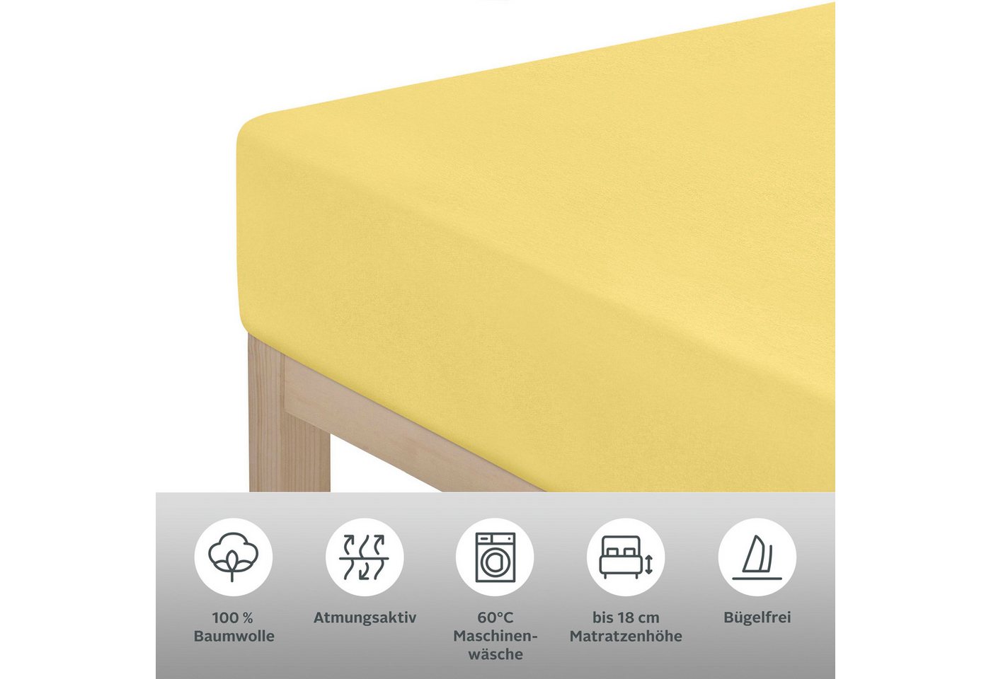 OTTO home Spannbettlaken Physalis Basic und PREMIUM Qualität, 100% Baumwolle, Jersey und Biber, Jersey (110 g/m), Gummizug: rundum, (1 Stück), Bettlaken für Mat – Bild 5 von 5