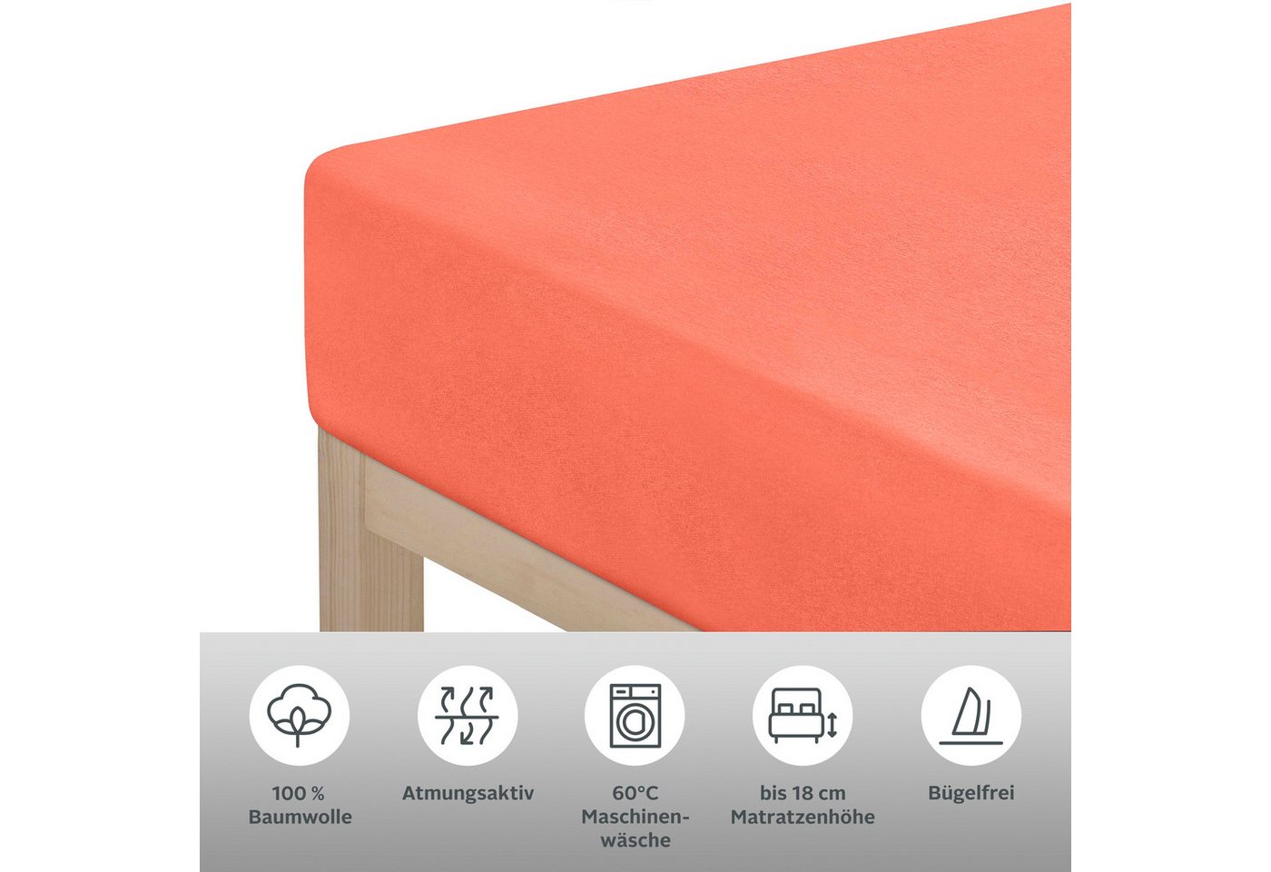 OTTO home Spannbettlaken Physalis Basic und PREMIUM Qualität, 100% Baumwolle, Jersey und Biber, Jersey (110 g/m), Gummizug: rundum, (1 Stück), Bettlaken für Mat – Bild 5 von 5